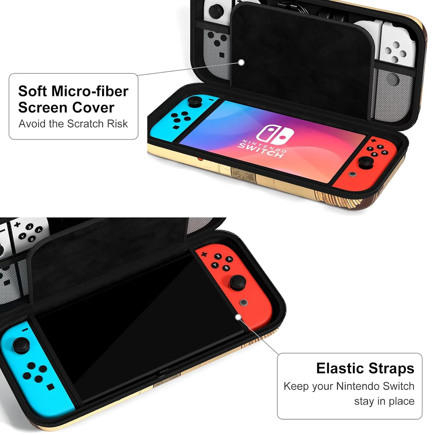 NPOOYI Carrying Case for Nintendo Switch OLED 2021/2017, Hard Shell Cover