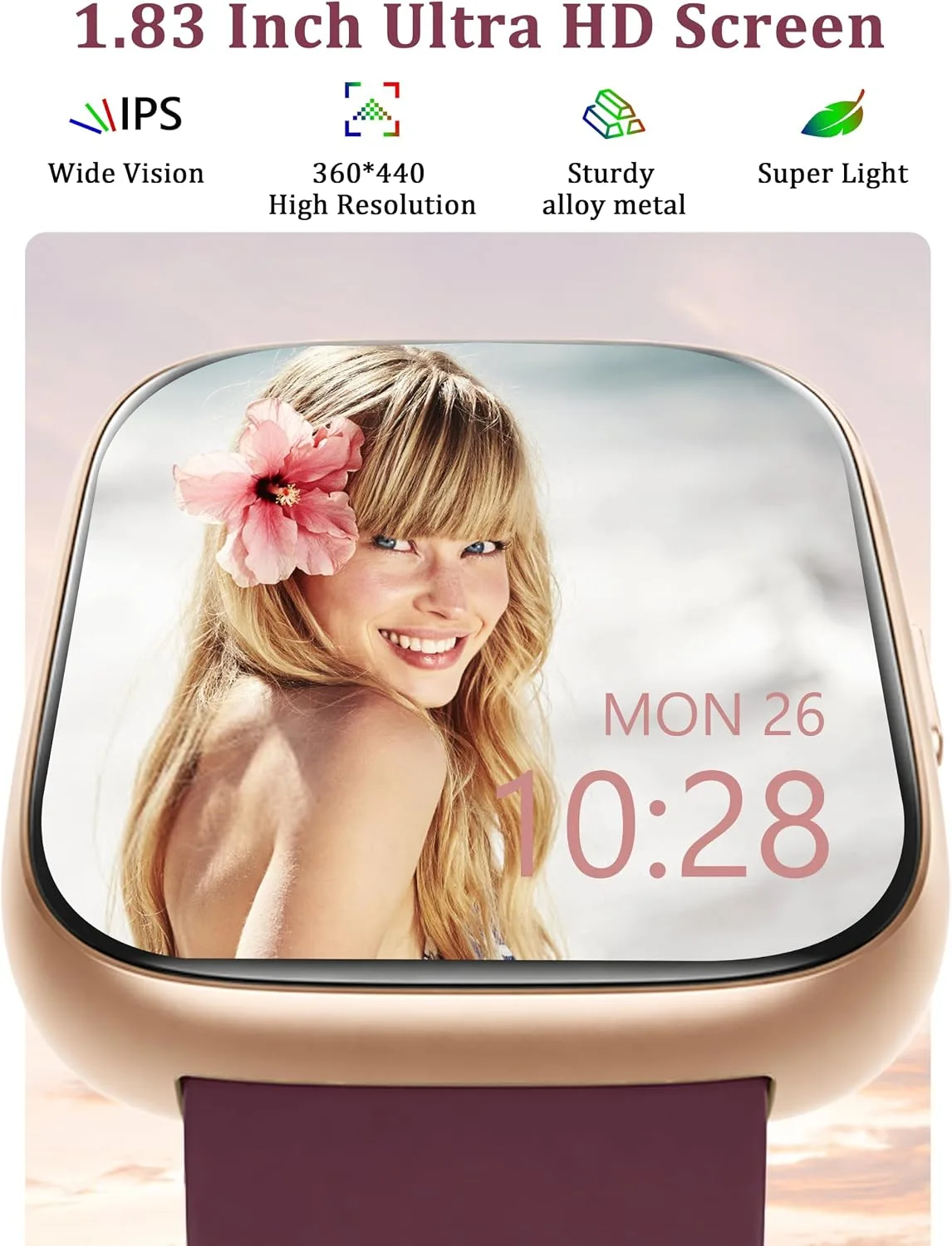 LODIMEKE Smart Watch, Alexa Built-in, Answer/Make Calls 44mm Smartwatch Women Men, 1.83" Sports Watch IP68 Waterproof, Heart Rate Sleep Stress Monitor, Step Counter Watch for Android & iOS Phone