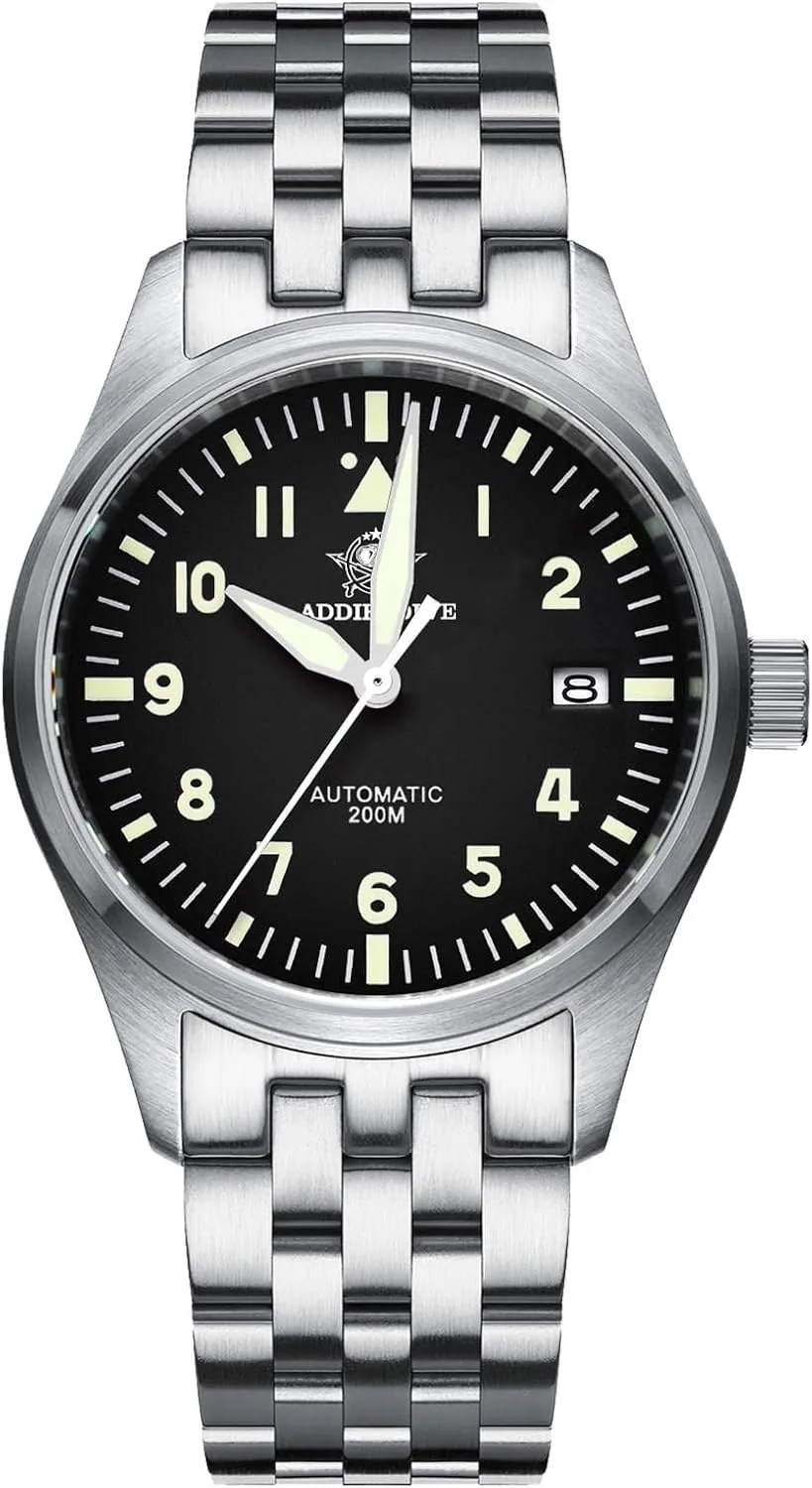 ADDIESDIVE Automatic Watches for Men Stainless Steel Diver 200 M Luminescent Analog Business Casual Dress Watch Men