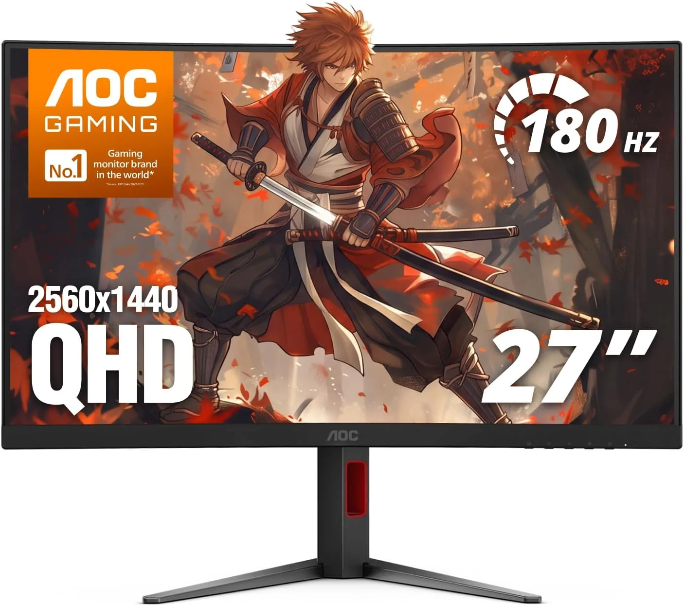 AOC 27" Curved Gaming Monitor 2K QHD 180Hz VA AMD FreeSync Premium, CQ27G4H