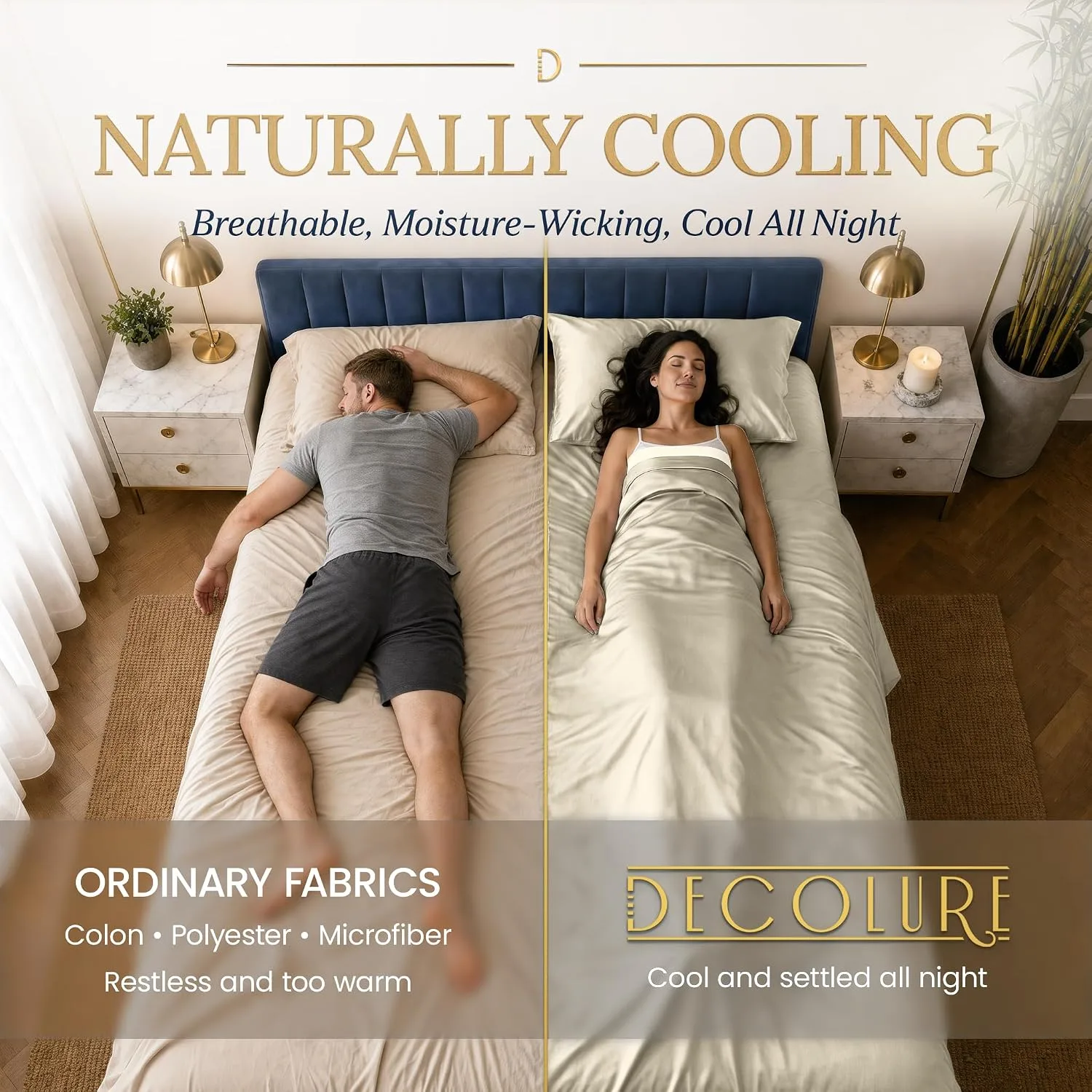 DECOLURE 100% Viscose from Bamboo Sheets Twin Size | 3 Pc Cooling Bed Set