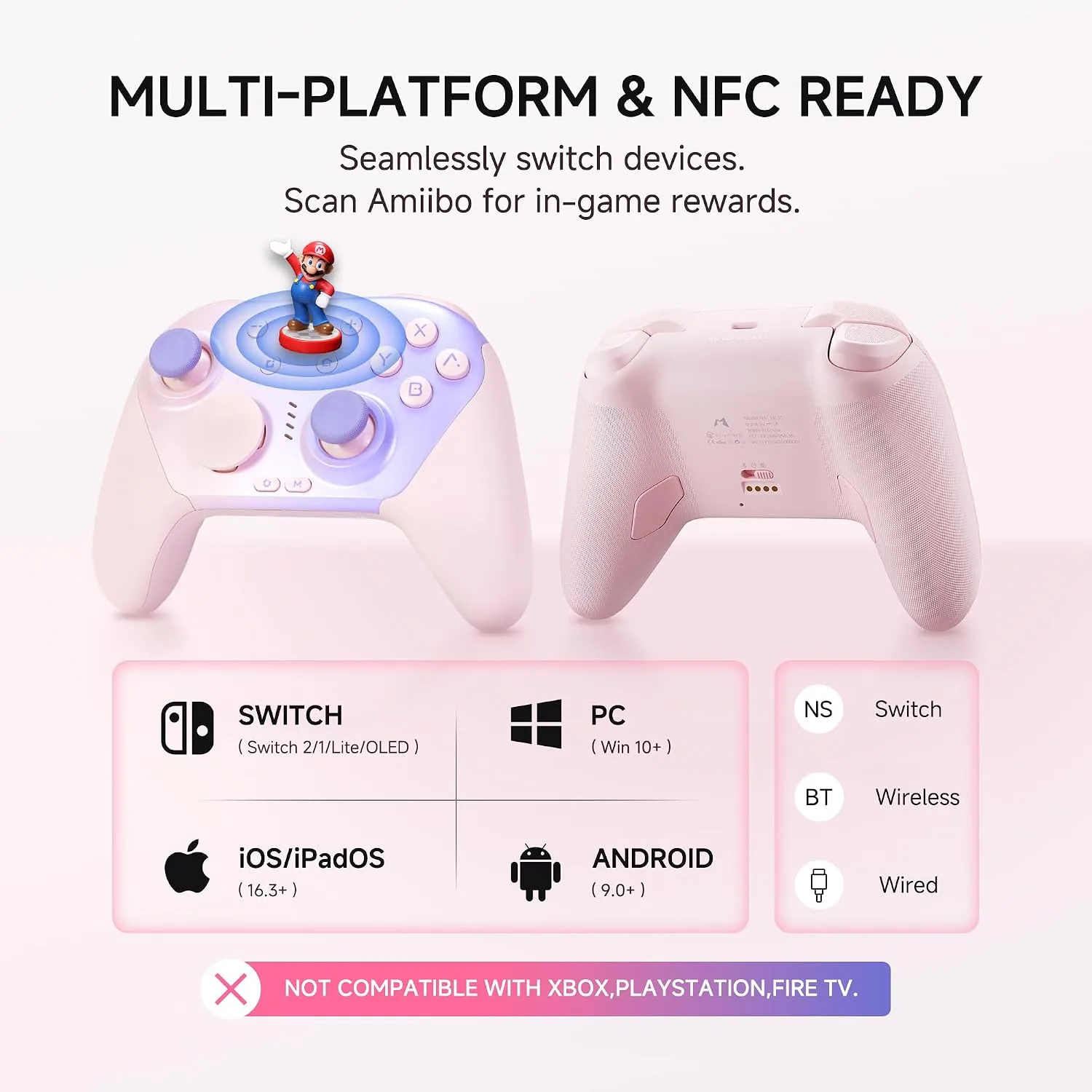 MOBAPAD Chitu2 HD Wireless Pro Controller for Nintendo Switch 2/1 Lite/OLED, Gamepad with TMR Glide Joysticks [ZERO Drift], HD Rumble, NFC, Mechanical Buttons, Turbo, Programming, 6 Axis Gyro