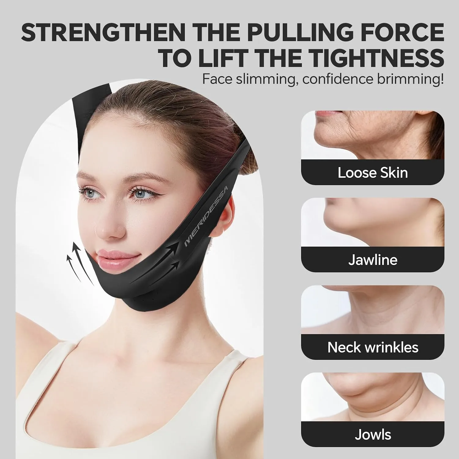 V-Lift Pro V-Line Lifting Face Mask - Anti-Wrinkle & Face Contouring Wearable Band, Double Chin Reducer for Sculpted Jawline, Seamless Design with Breathable Fabric (Black)