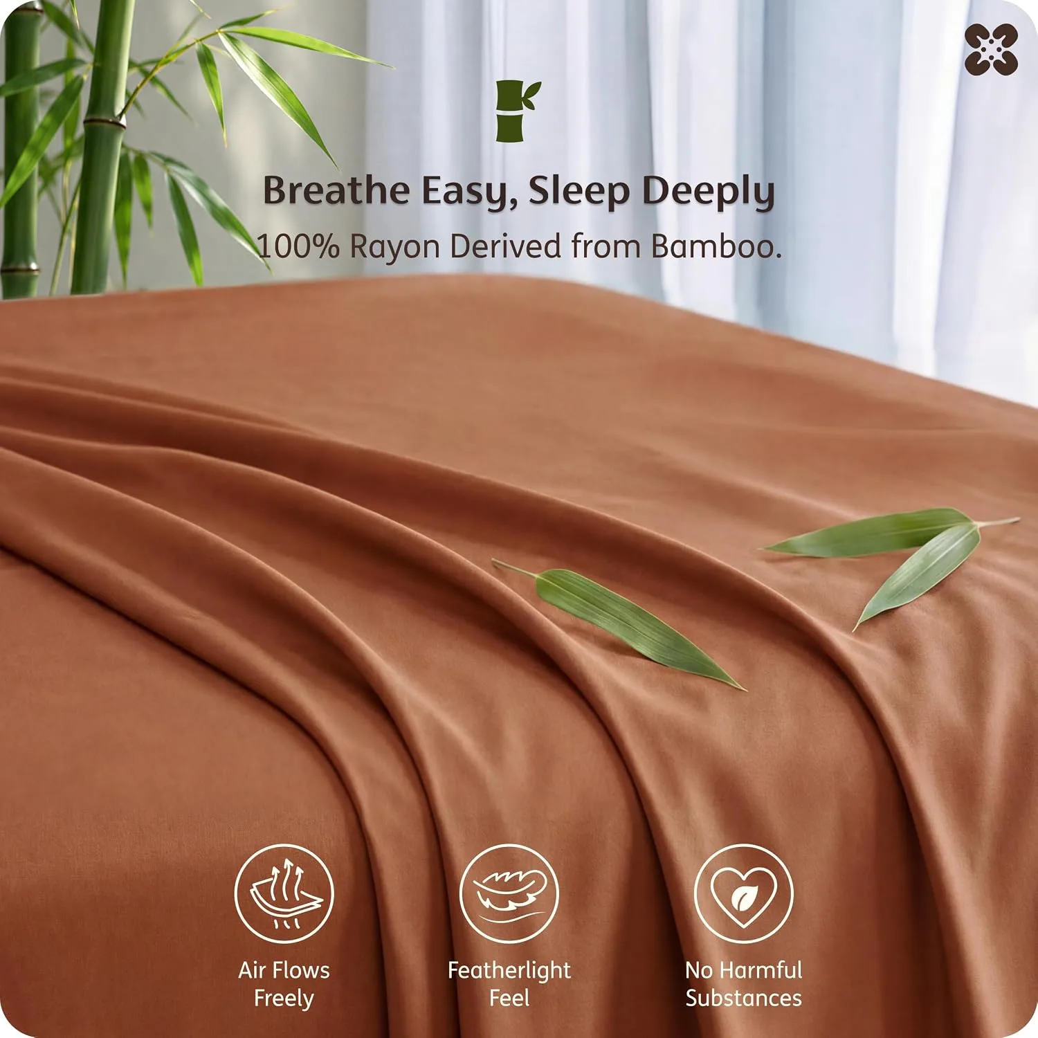 Bedsure PureWoven 100% Rayon Derived from Bamboo, Full Size Sheets, 4 PCS