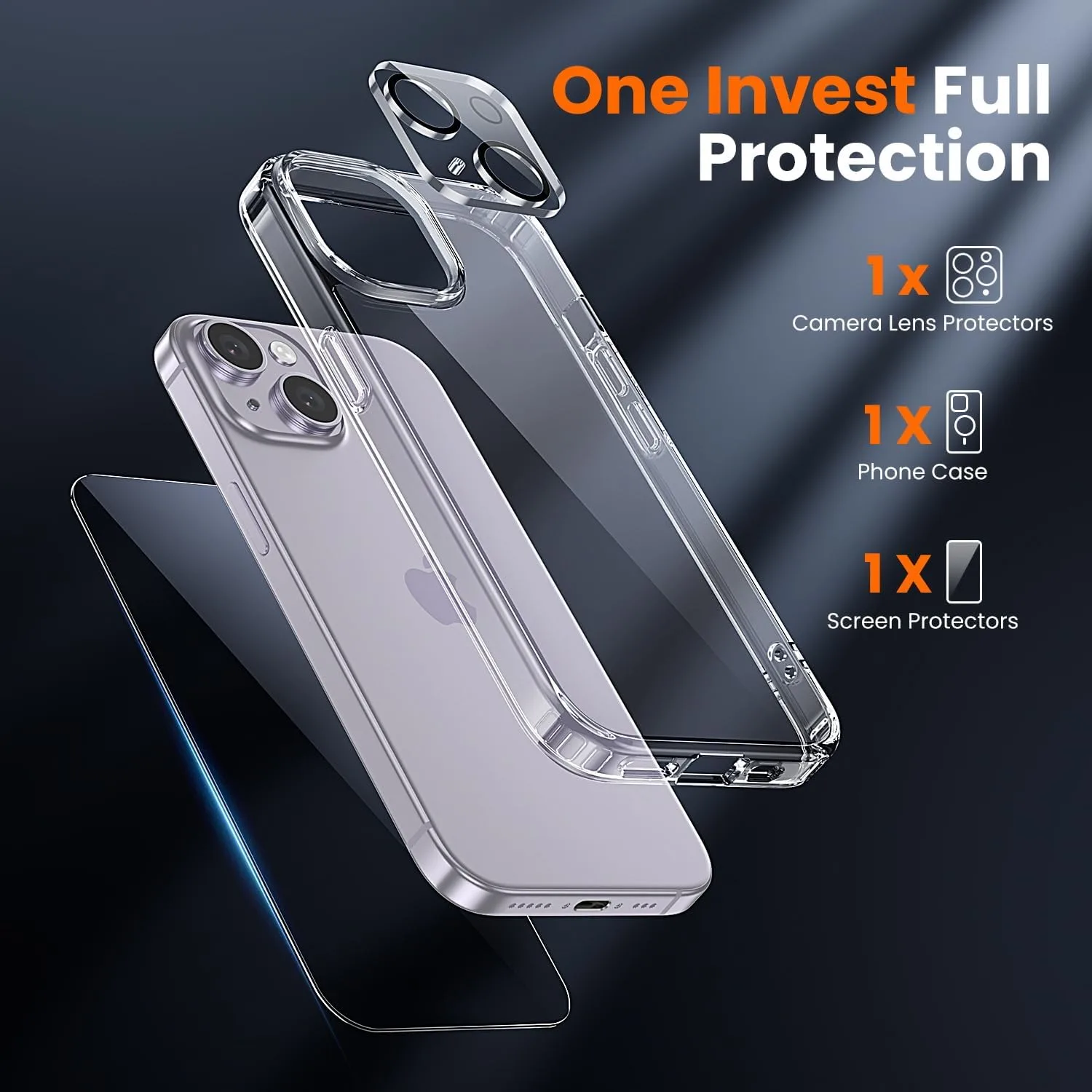 toushion 3 in 1 for iPhone 14 Case Transparent
