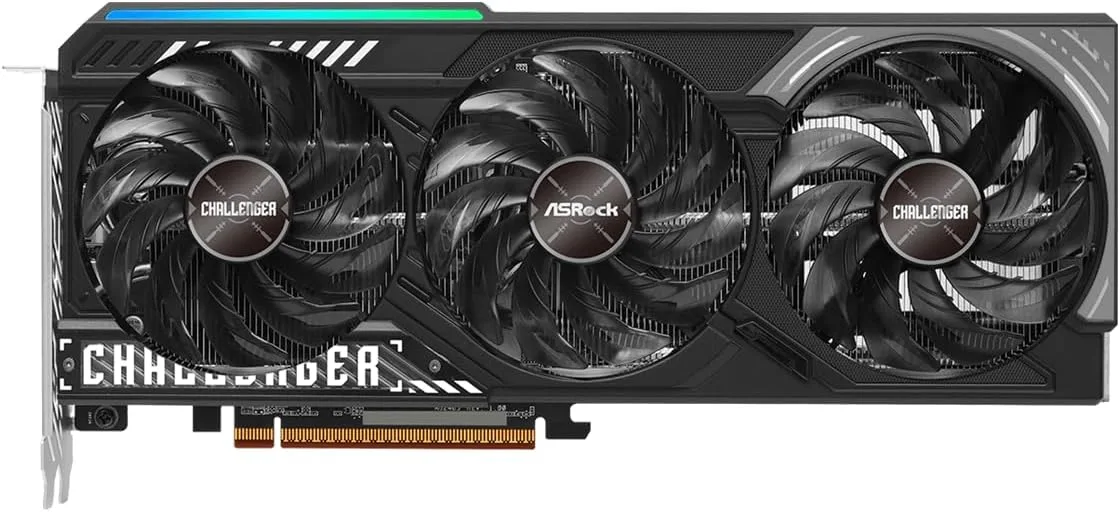 ASRock Radeon RX 9070 Challenger 16GB OC Graphics Card, RDNA 4, 2520MHz Boost, 16GB GDDR6 256-bit, PCIe 5.0, Triple Fans, 0dB Silent, LED Indicator