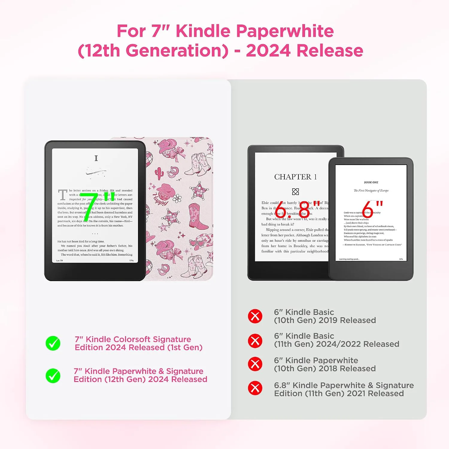 SESENSE Magnetic Case for 7'' Kindle Paperwhite 12th Gen 2024 & Colorsoft