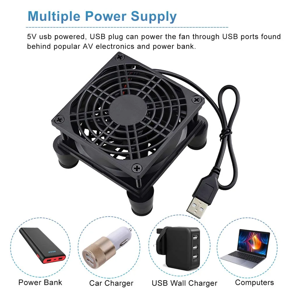 GDSTIME Quiet 80mm USB Computer Fan 5V USB Powered with 3 Speed Control