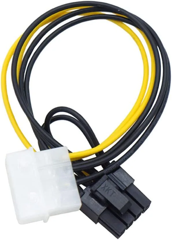 2 Packs 4 Pin Molex to 8 Pin (6+2Pin) Video Card GPU Power Supply Cable 8.6inch 22cm