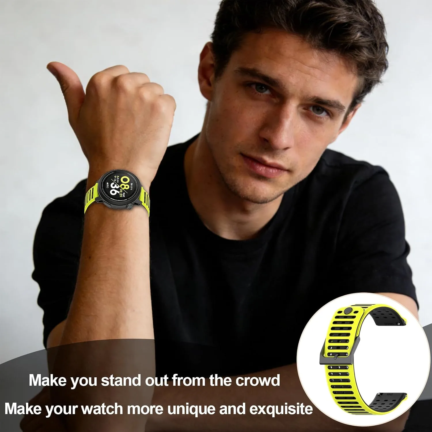 Silicone Replacement Bands Compatible with COROS PACE 3/4/Pro, COROS APEX PRO/2 Pro/APEX 46 MM/4 42MM, Soft & Breathable Smartwatch Straps for Women and Men