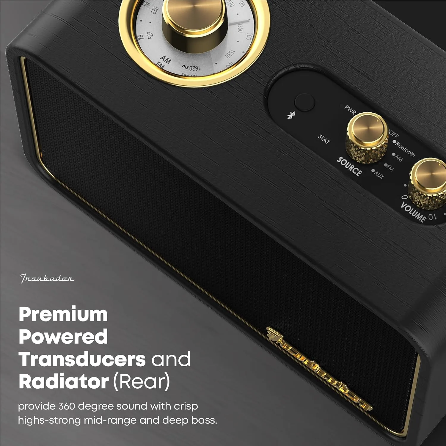 Retro Bluetooth Speaker-Wireless Speaker, Portable, Black
