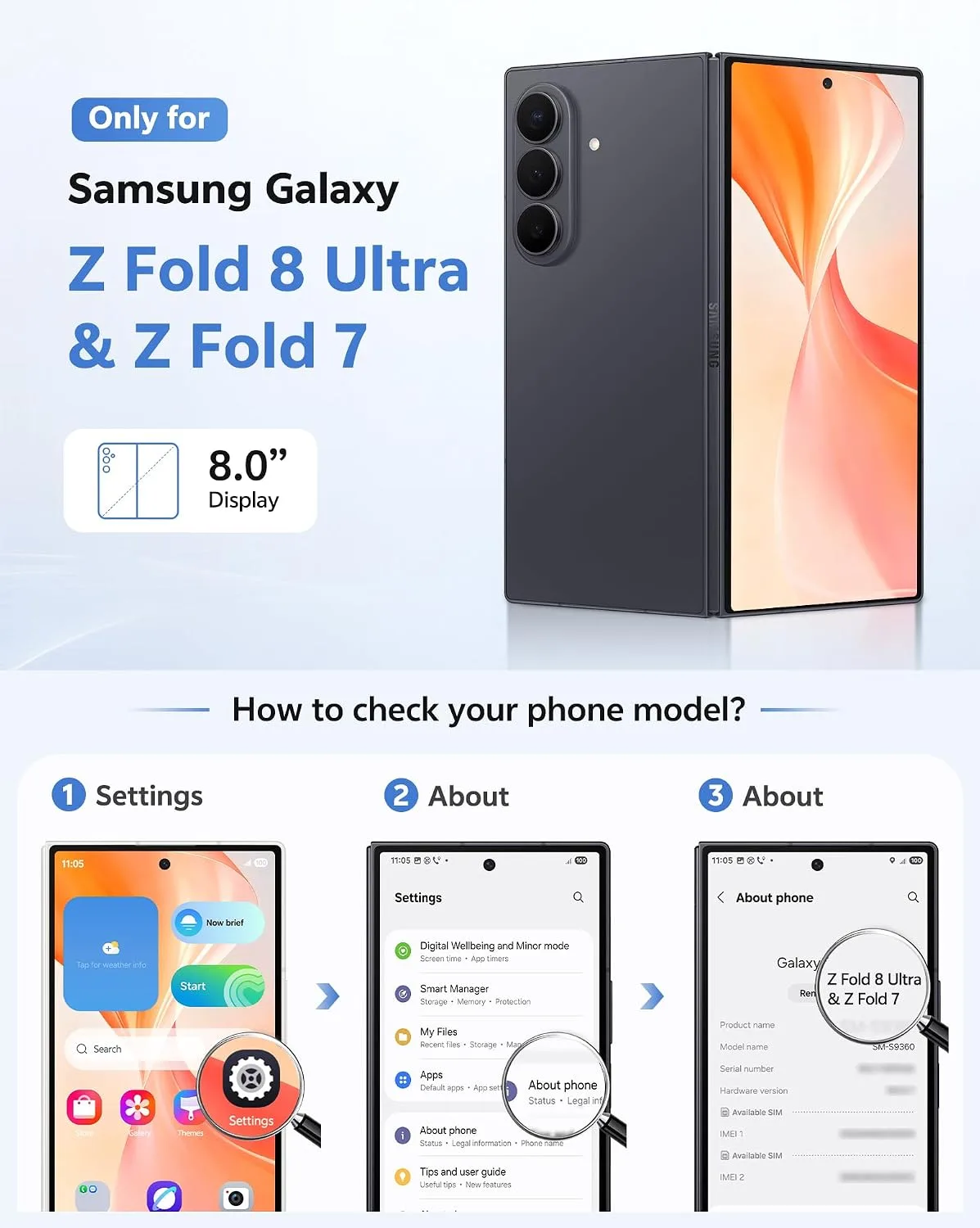 FNTCASE for Galaxy Z Fold 8 Ultra/Z Fold 7 Case Fit for MagSafe Black