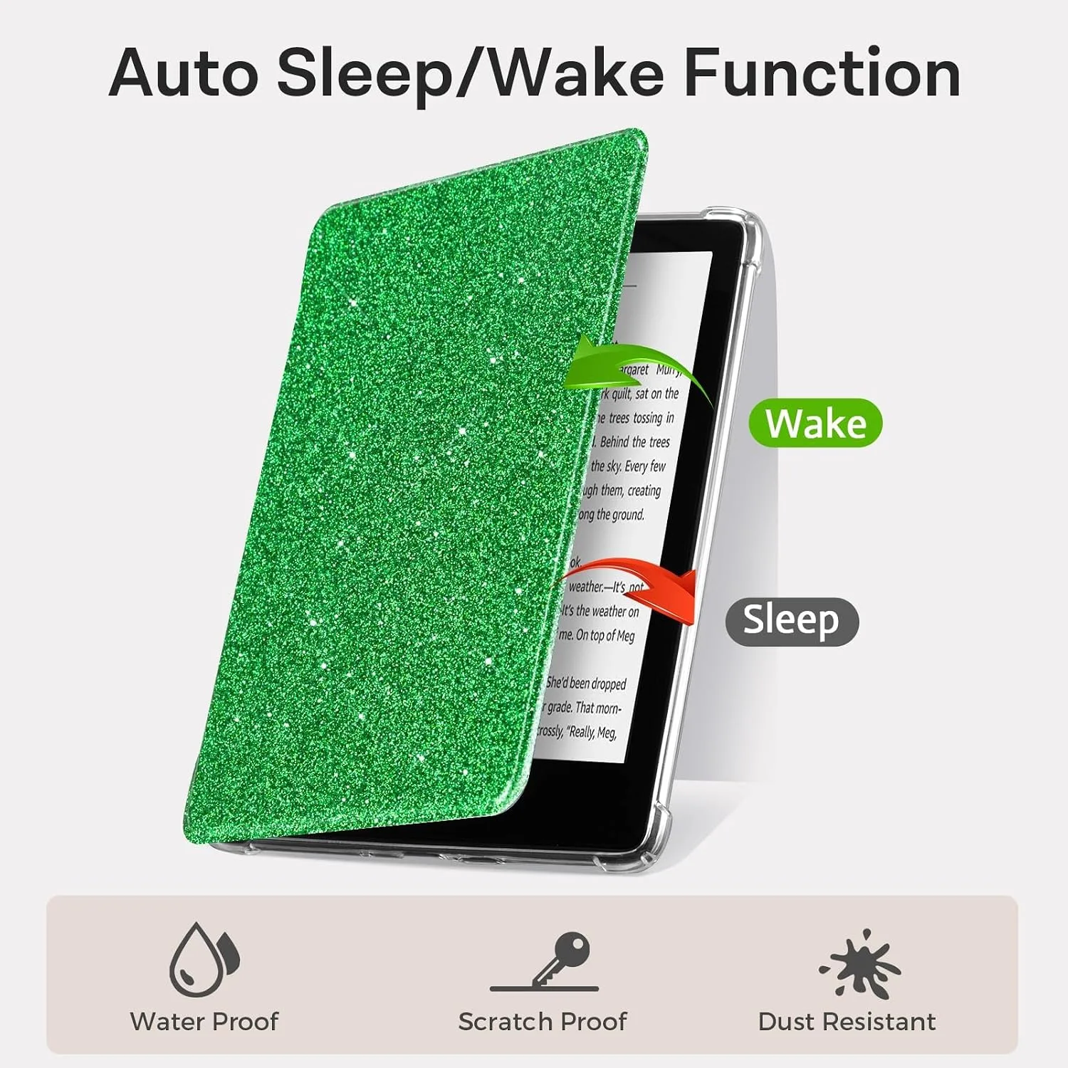 CoBak Case for 7" Ereader - New PU Leather Cover and Clear Soft Silicone Back Cover with Auto Sleep Wake Feature