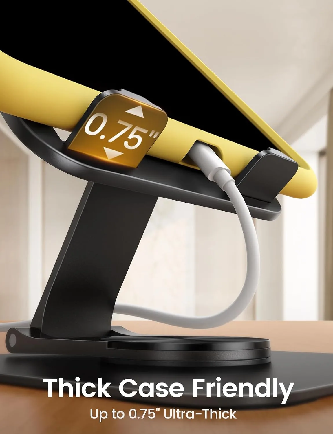 Lamicall Adjustable iPad Stand for Desk, Ultra-Slim Foldable, 360° Rotation