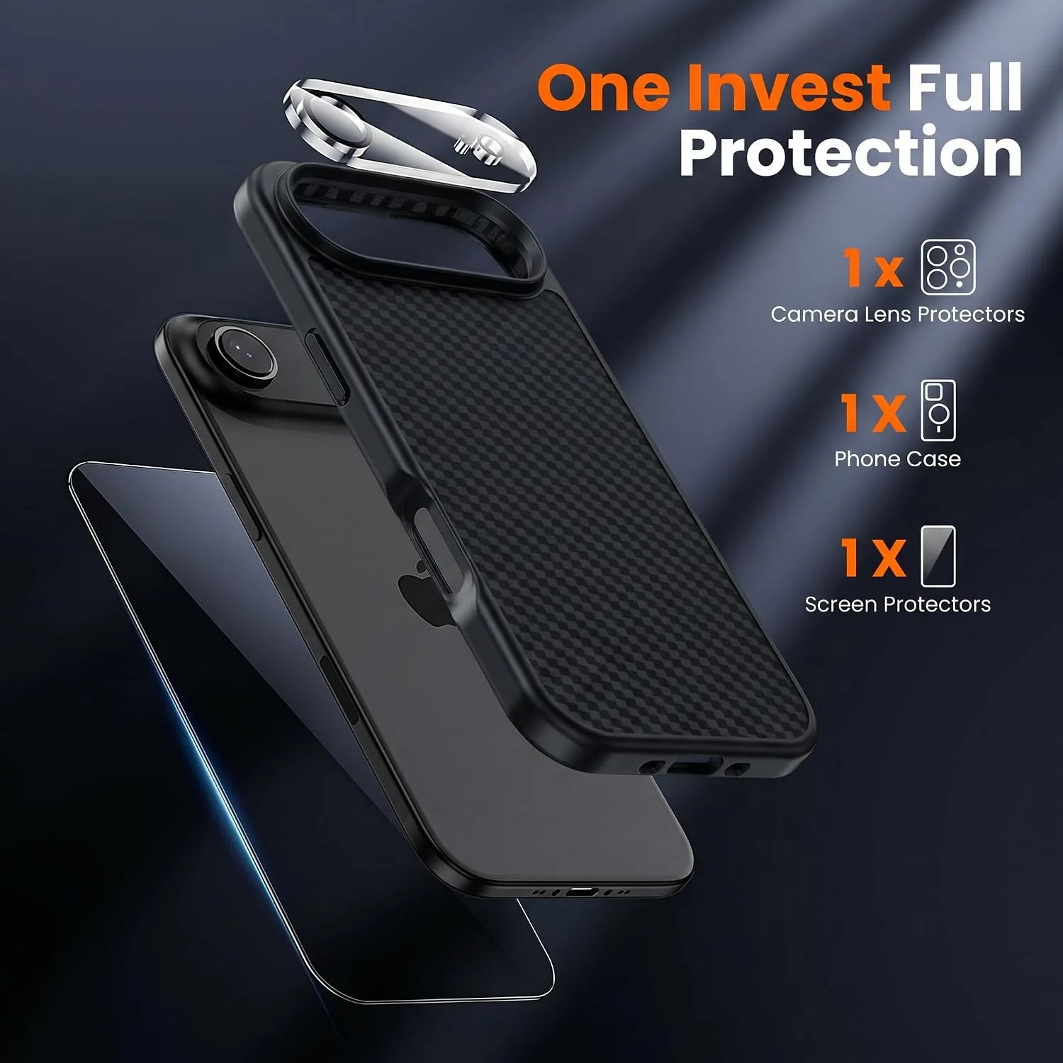 toushion 3 in 1 for iPhone Air Case Carbon Fiber Black&Grey(Twill)