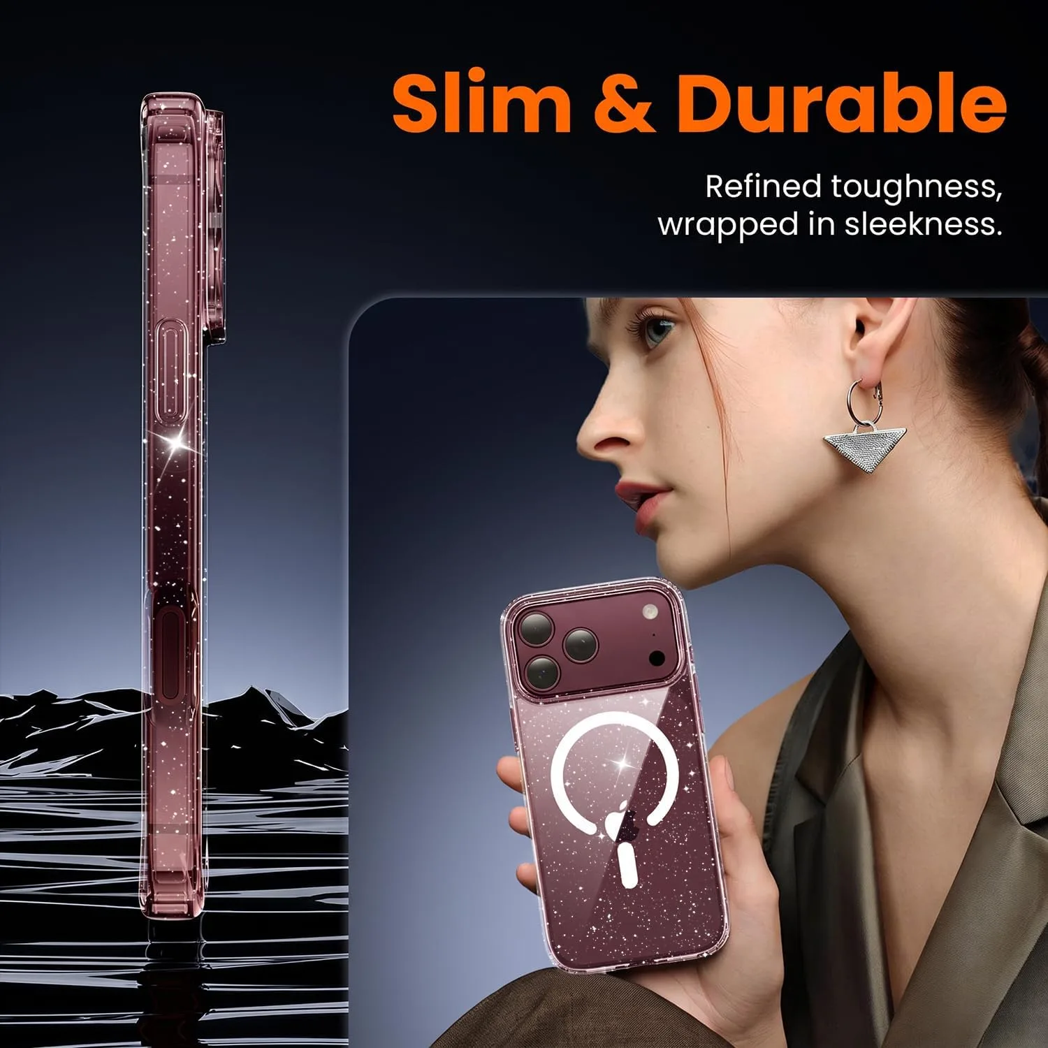 toushion 3 in 1 for iPhone 18 Pro Case Clear Glitter