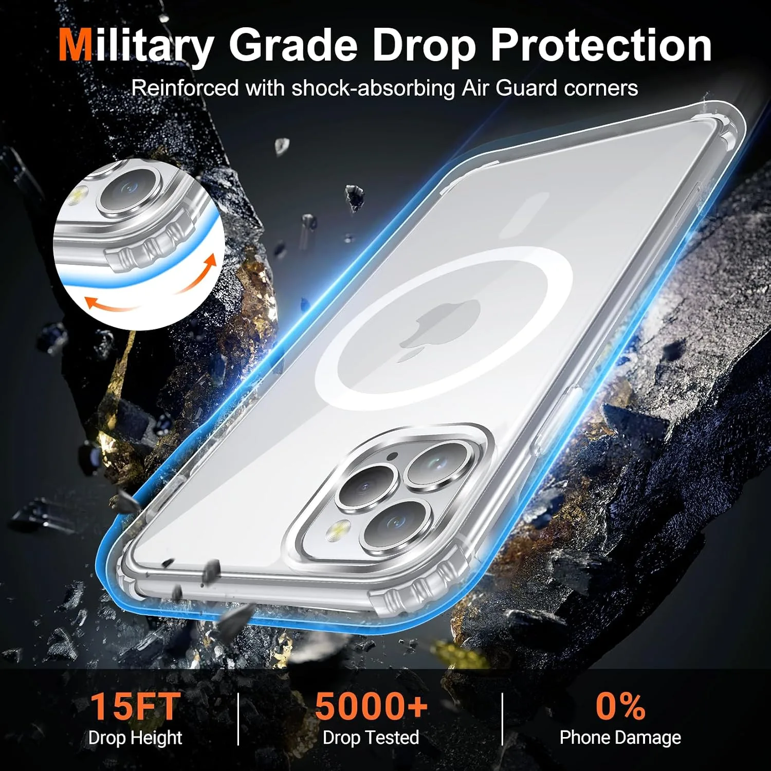Temdan for iPhone 11 Pro Case with Screen Protector Clear