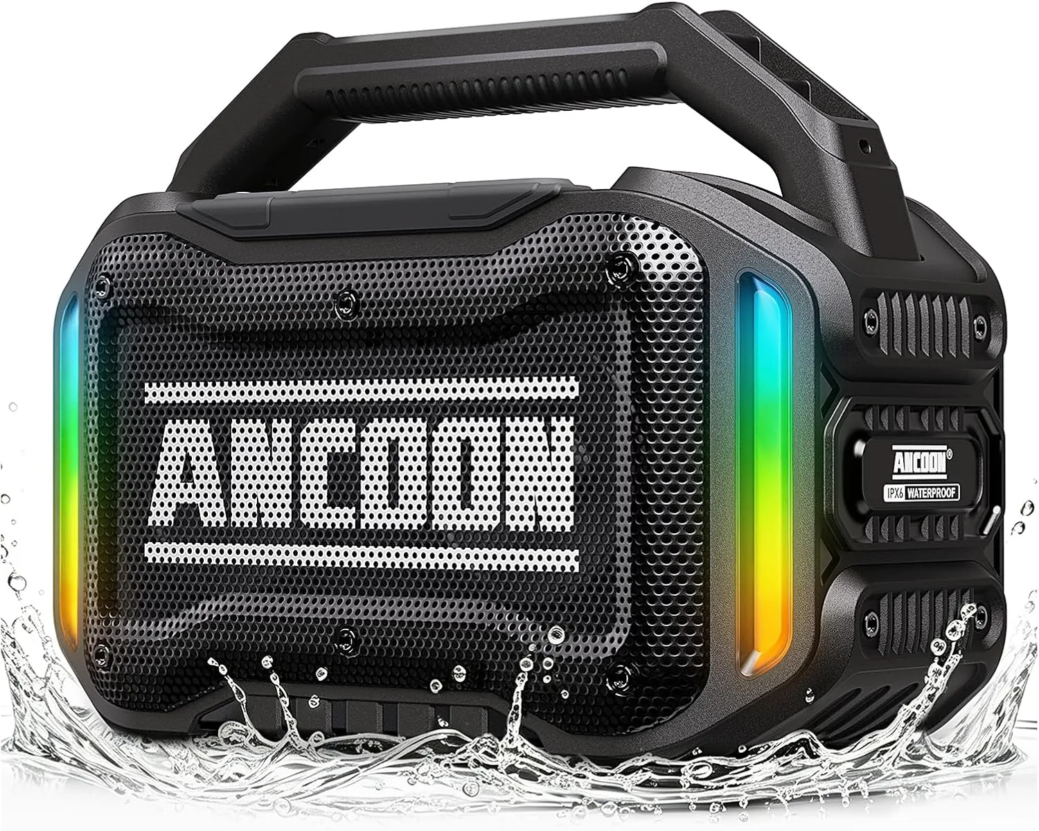 Parlante portátil Ancoon Bluetooth 80W con Bass y resistencia IPX6
