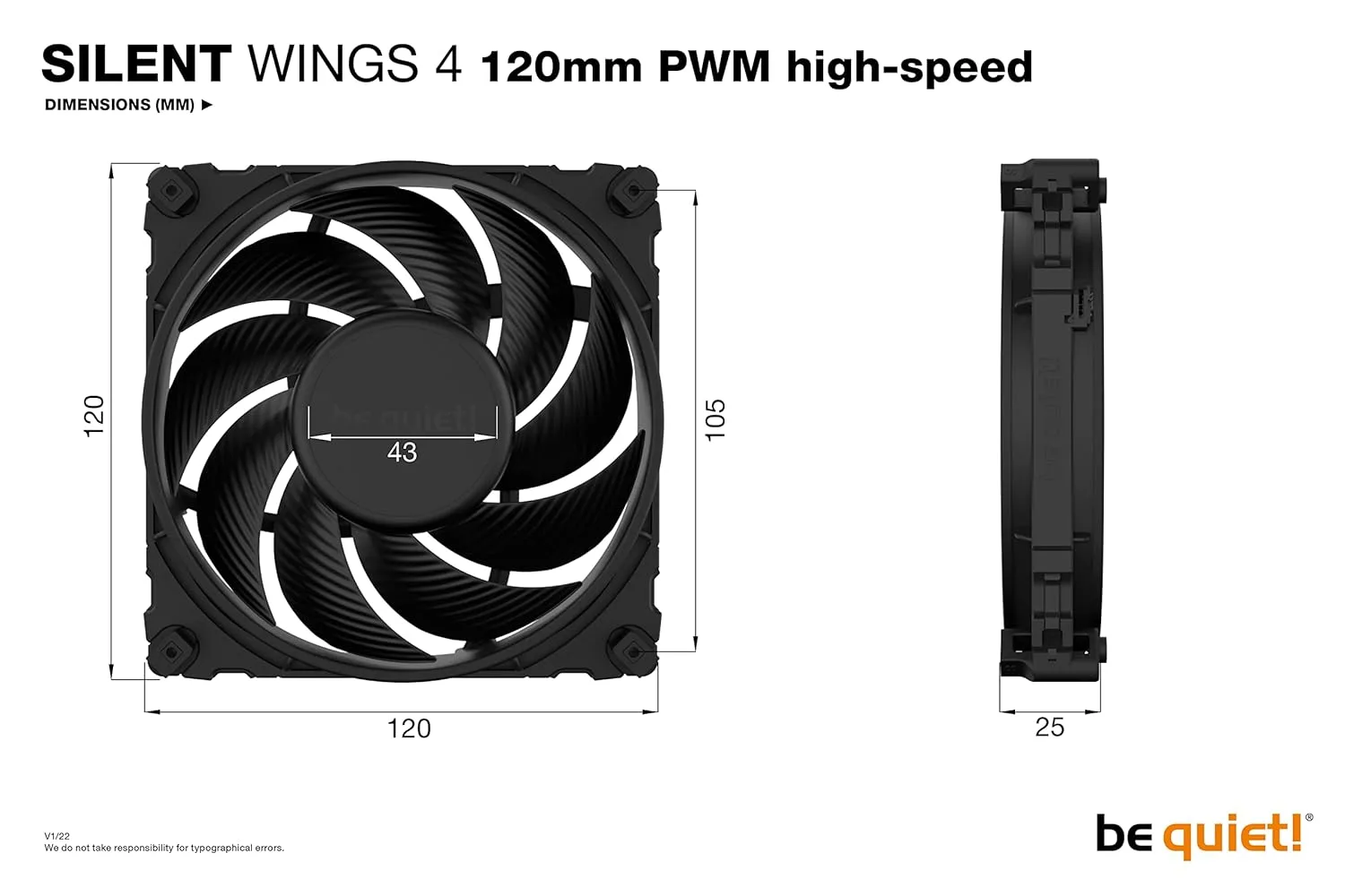 be quiet! Silent Wings 4 120mm PWM FDB High-Speed Gaming PC Case Fan, Black