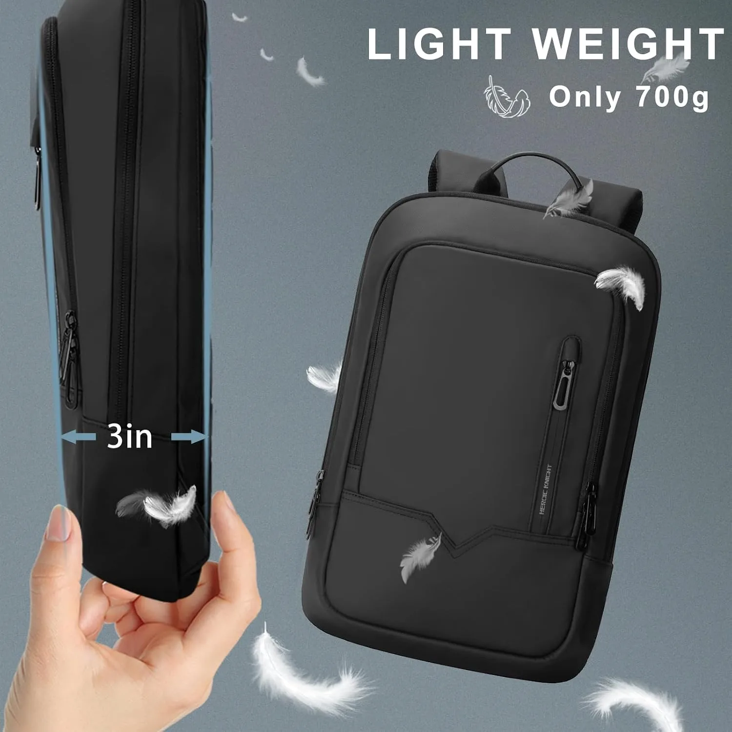 hk Backpack for Men, Business Slim Computer Bag for 17.3 Inch Laptop