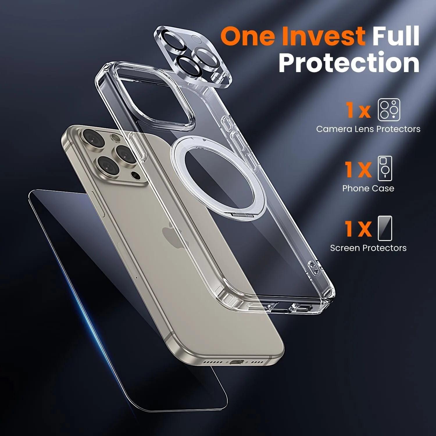 toushion 3 in 1 for iPhone 15 Pro Max Case Stand