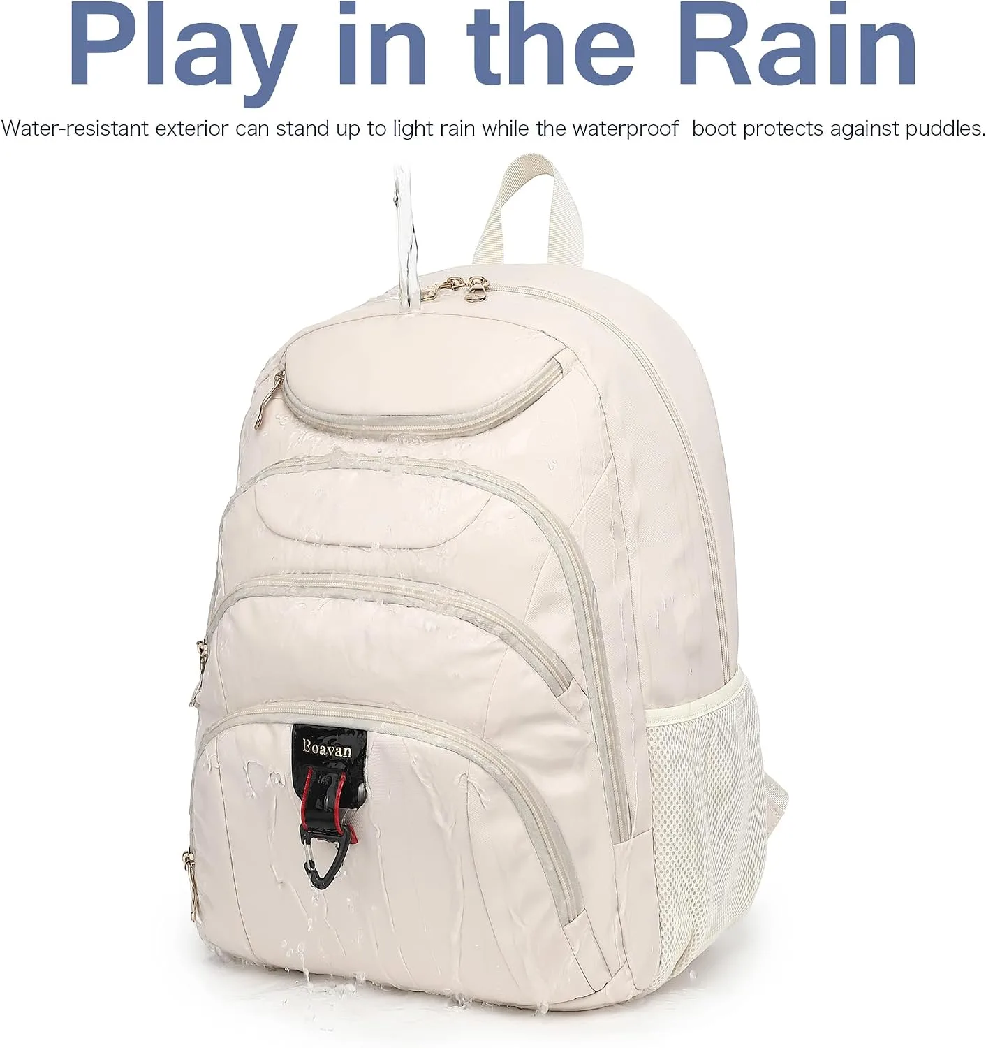 Boavan Laptop Backpack for women,15.6 inch Laptop Bag with USB Port, Waterproof Travel Work Backpack Purse, Anti-Theft Teacher Nurse Doctor Casual Bookbags Office Business backpack，Cream Beige
