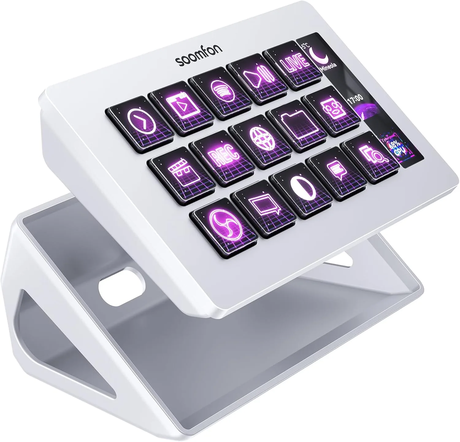 Controlador Stream Soomfon Studio Control Deck 15 teclas macro LCD personalizables