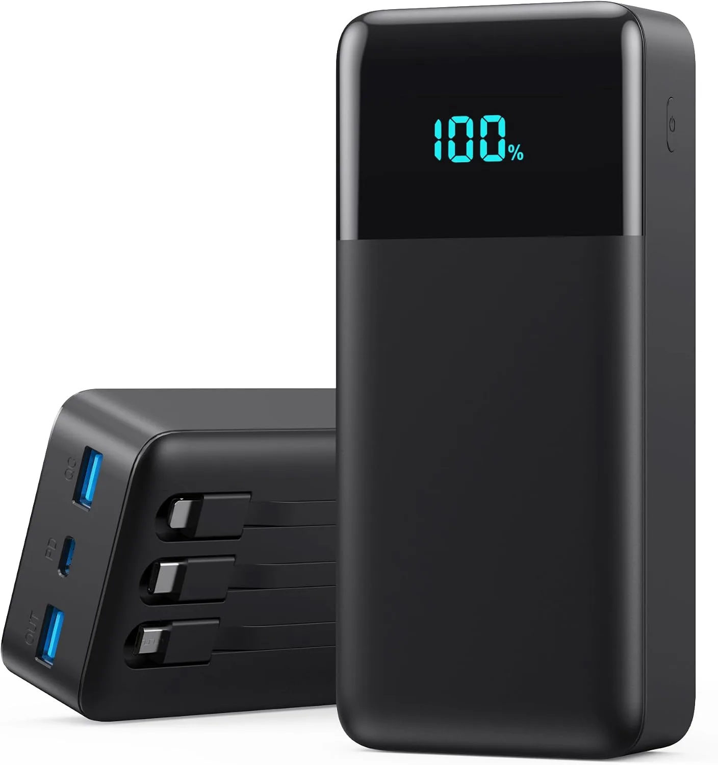 Portable Charger Power Bank 50800mAh,25W USB C Fast Charging Battery Pack with 3 Built in Cables & LED Display,6 Outputs 2 Inputs Travel Essentials Phone Charger for iPhone 18/17/16/15,Galaxy,Android