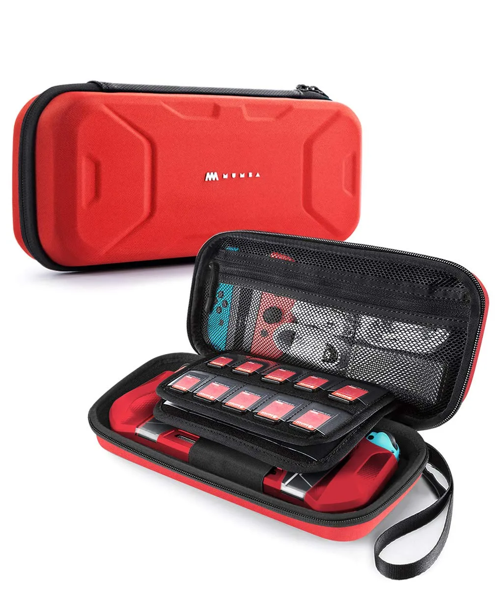 Mumba Carrying Case for Nintendo Switch OLED & Nintendo Switch 1, [Fits Protective Cases][Plus Version] Protective Hard Shell Travel Carry handbag Pouch for Blade/Battle/Rugged Protective Case (Red)
