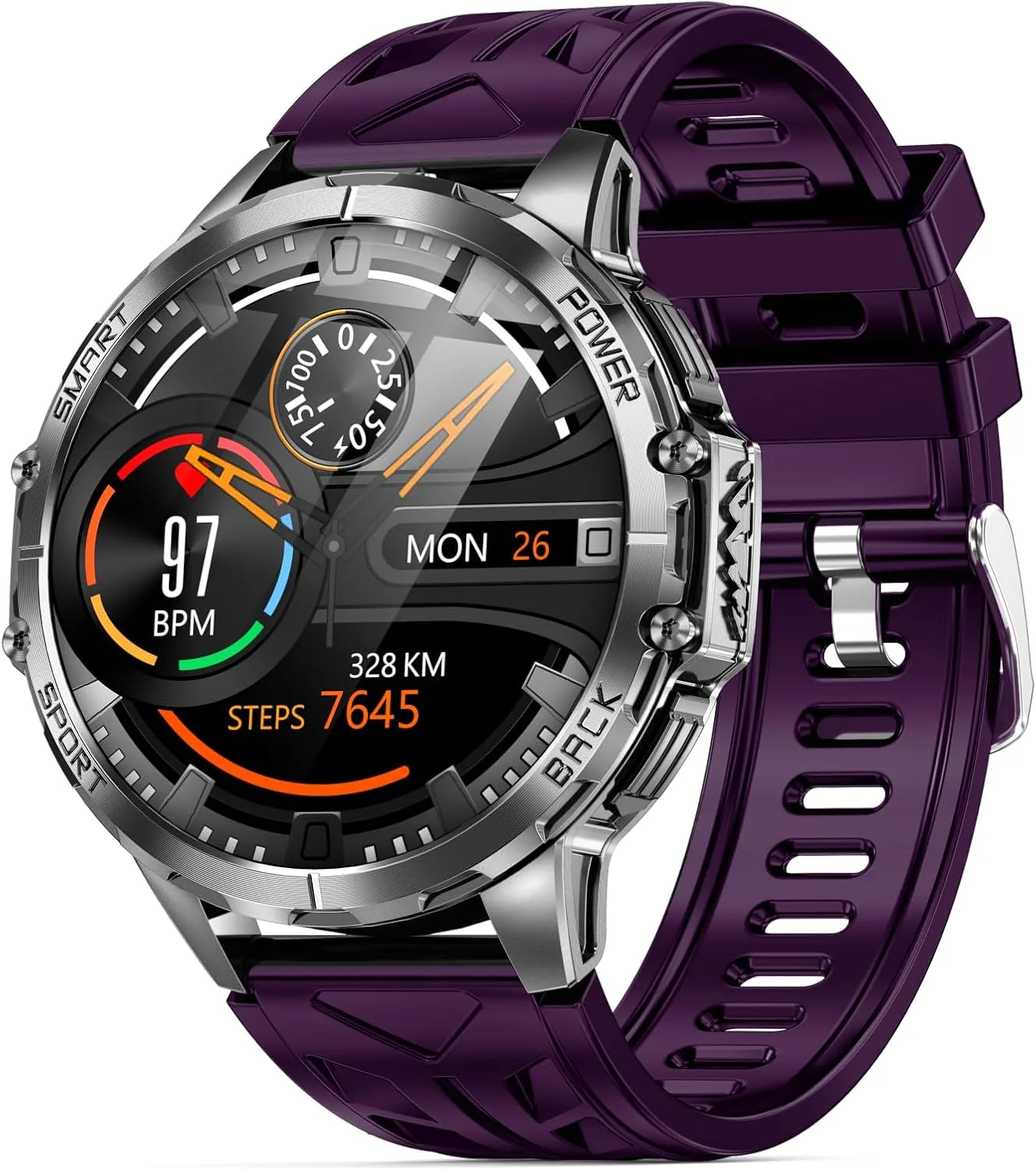 Military Smart Watches for Men with 1000mAH Battery, 1.7" HD Sports Smartwatch with Flashlight/Bluetooth Call/Heart Rate/SpO2/Sleep Monitor, Fitness Tracker for iPhone/Android Phones,Deep Black