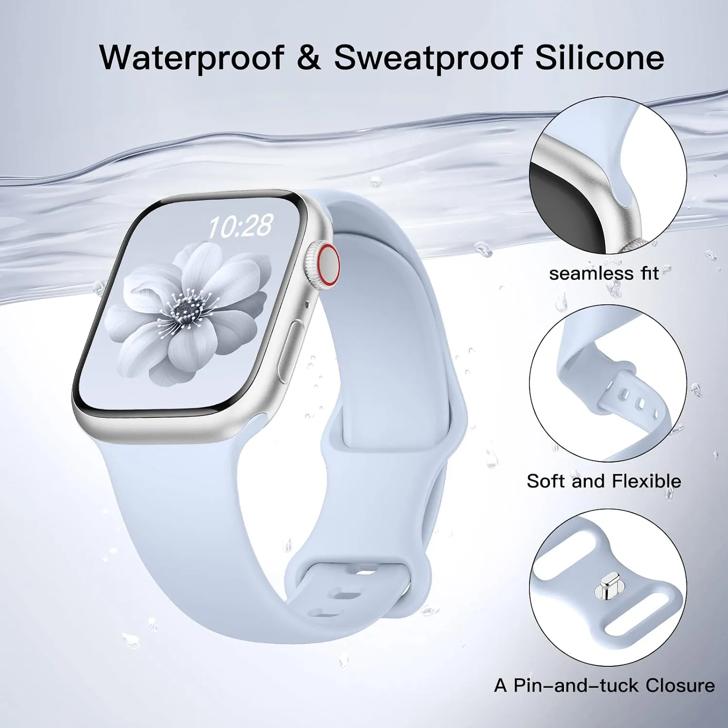 Sport Silicone Band Compatible with Apple Watch Bands for Women Men