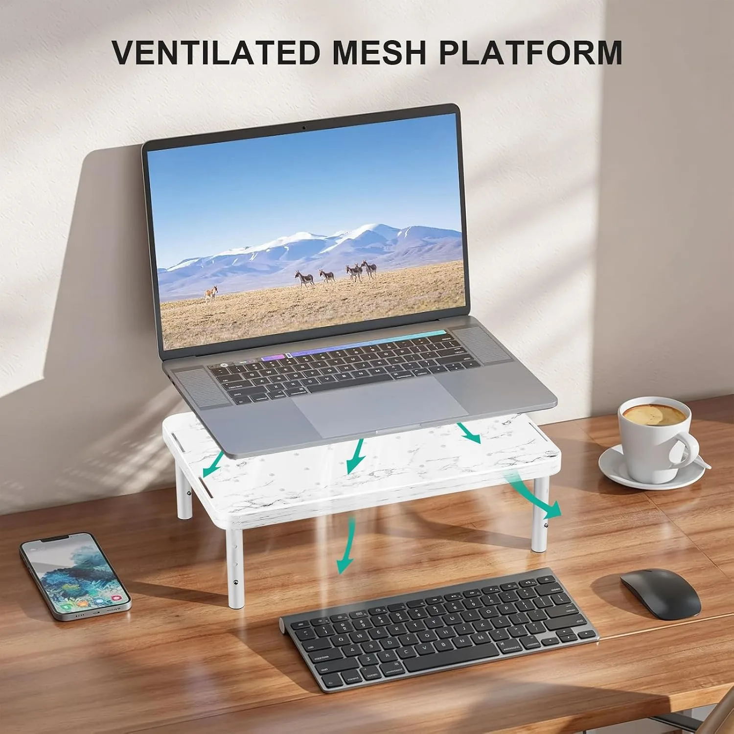 WALI Computer Monitor Stand for Desk, Adjustable Laptop Riser, up to 44 lbs