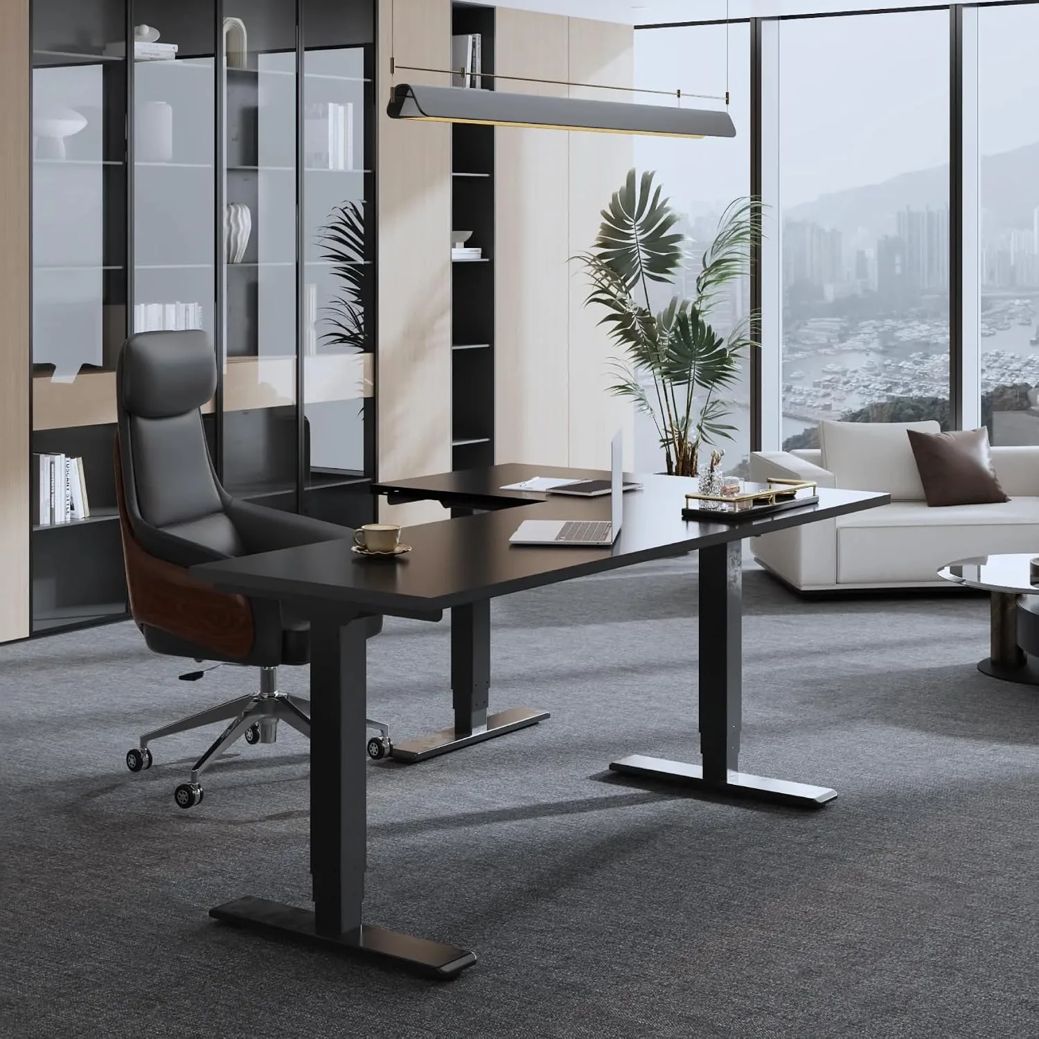 SANODESK Triple Motor L-Shaped Standing Desk Frame, 330 lbs Heavy Duty