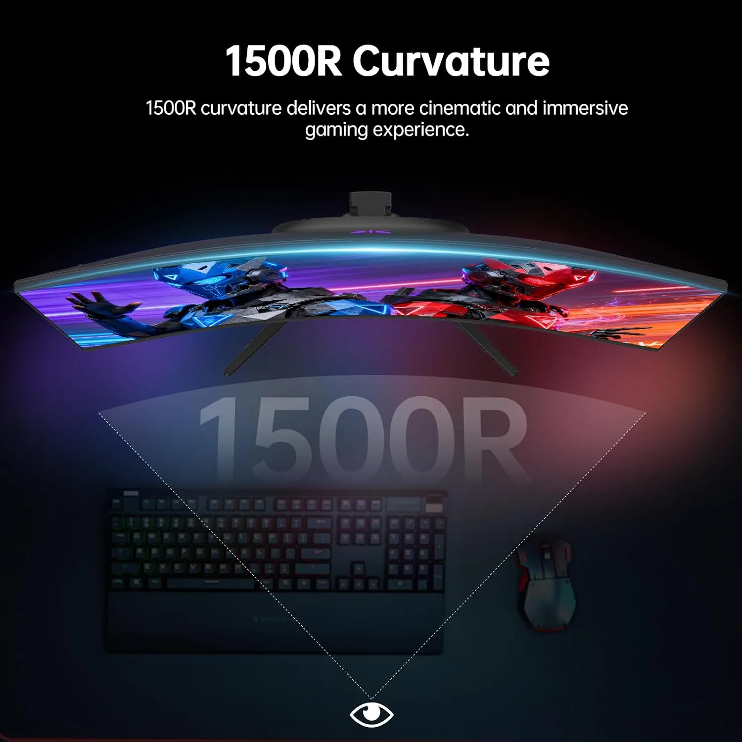 KTC 32 Inch Curved Gaming Monitor, 2K 180Hz (OC 185Hz) 1500R Monitor, H32S5