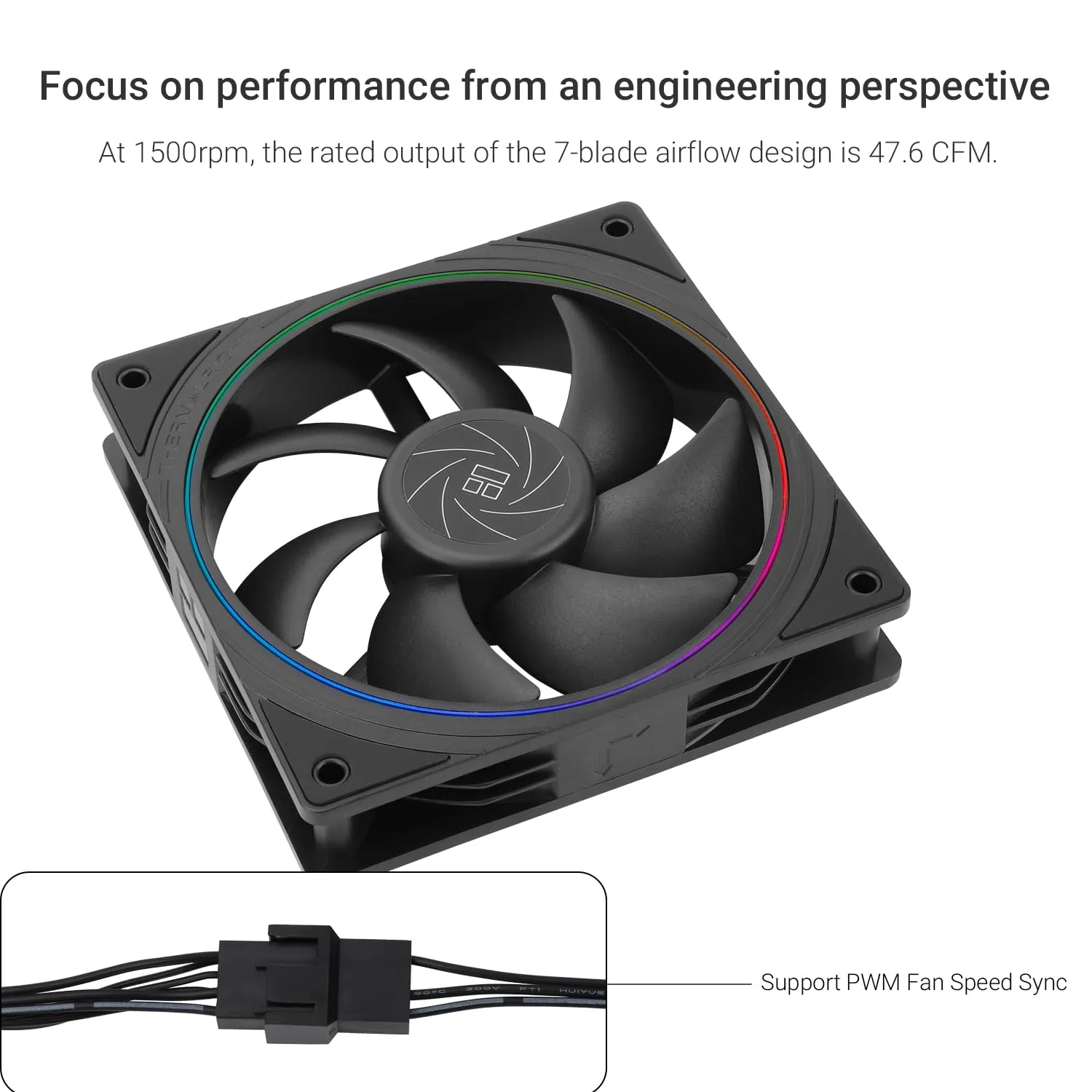 Thermalright TL-S12 CPU Fan 120mm Case Cooler Fan Comes with ARGB Lighting Effect,PC PWM Silent Computer Fan with 1500RPM Speed, CPU Cooling Fan Black(Black,3-Pack)