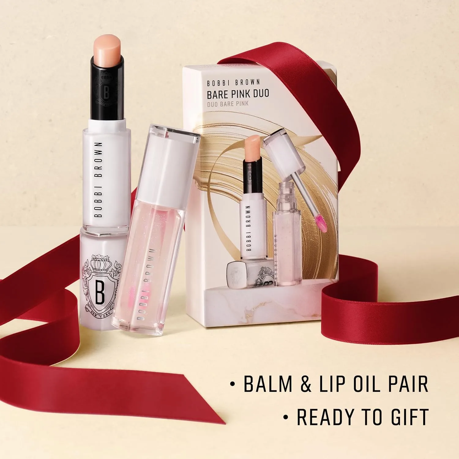 Bobbi Brown Limited-Edition Bare Pink Duo Holiday Cracker | Includes Extra Lip Tinted Balm & Extra Blushing Lip Oil In Bare Pink