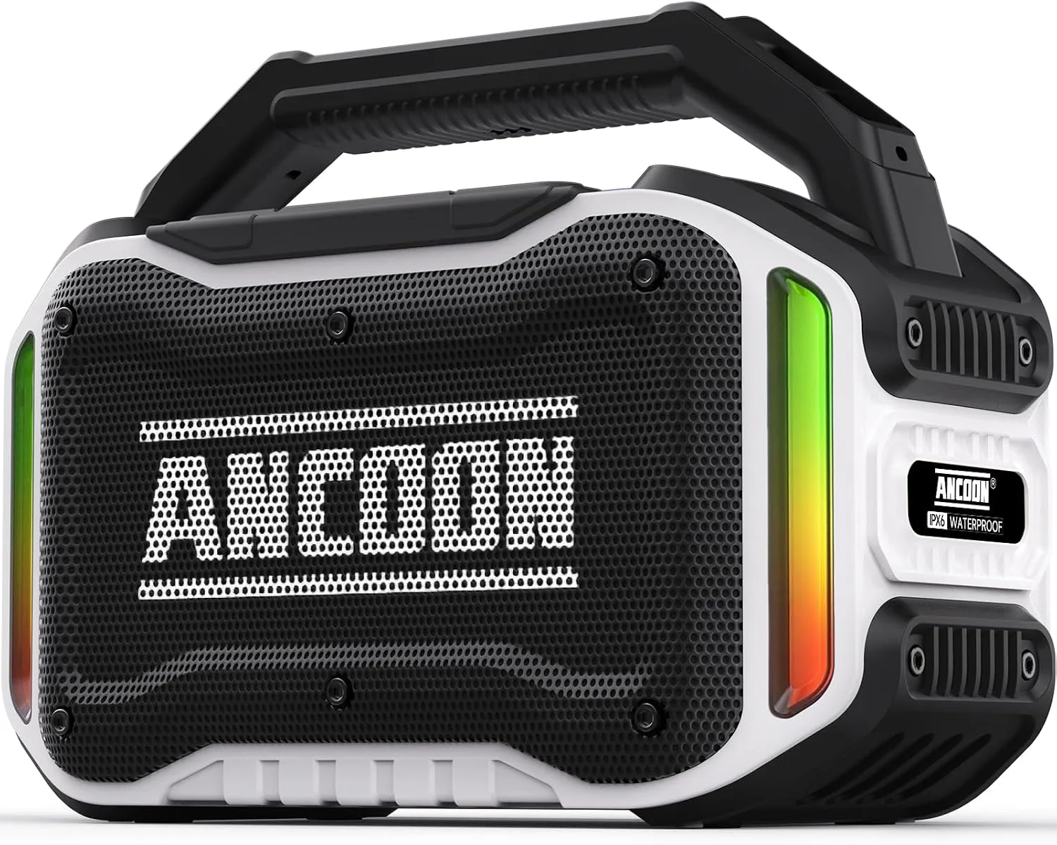 ANCOON Speakers Bluetooth Wireless: 80W(Peak) Loud Speaker with Bass, 20H Playtime, IPX6 Waterproof, Large Jobsite Speakers for Work, Outdoor, Workshop, Garage, Portable Speaker with TWS (White)