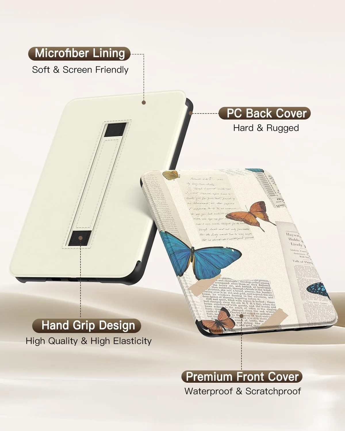 MoKo Case for 7" Kindle Paperwhite 12th Gen 2024, Vintage Butterfly