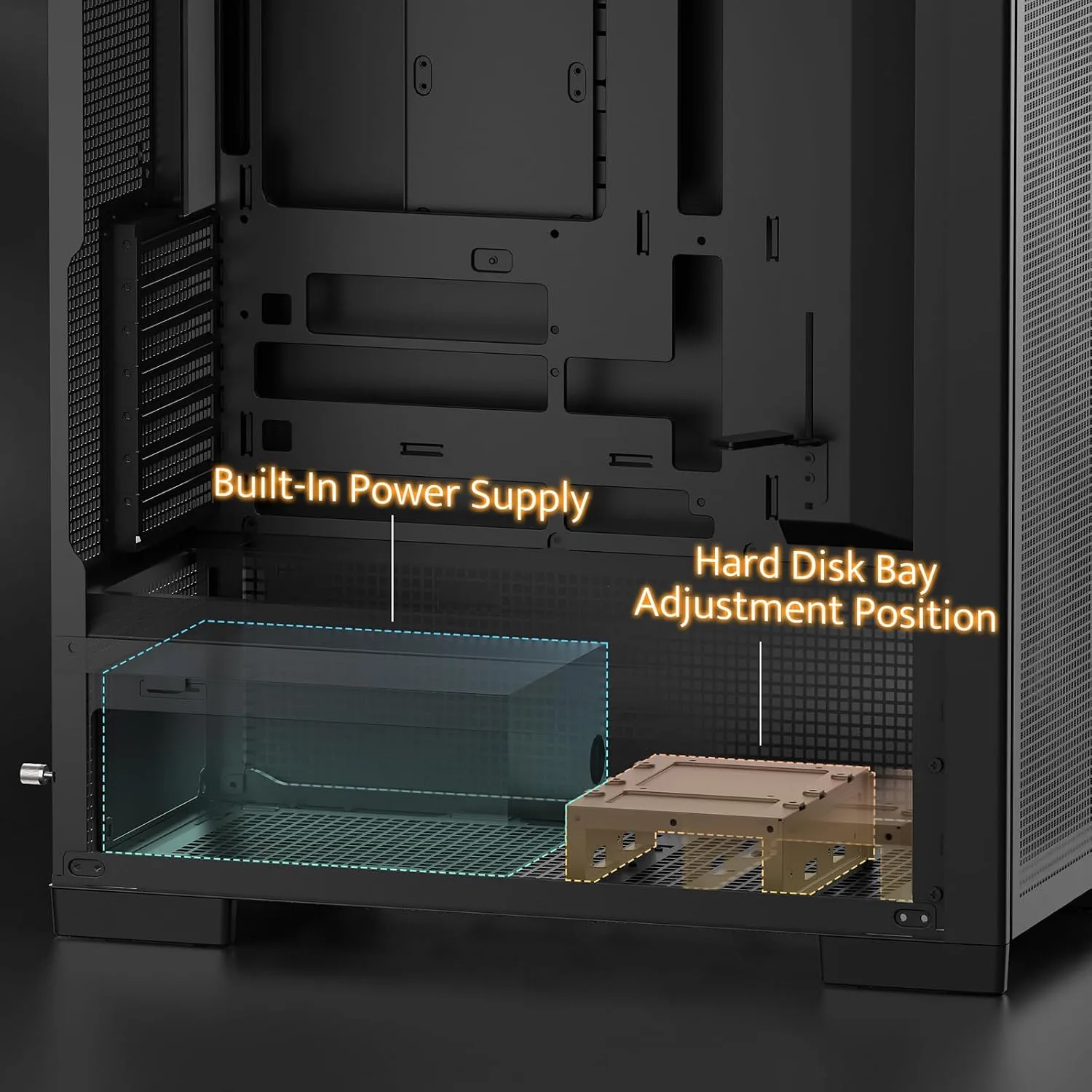 darkFlash AIR NOVA Full Tower E-ATX PC Case, Six-Sided Ventilated Gaming Case, Up to 420mm Radiator, Vertical GPU Mount, Back Connect, Type C, High Airflow, 7 x PWM ARGB Fans Included (Black)