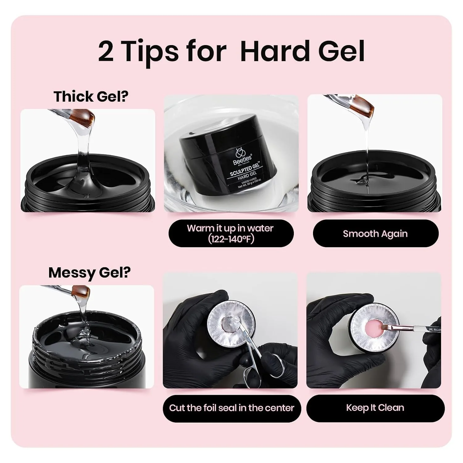 Beetles Hard Gel for Nails Rose Pink, 1 oz 9 in 1 Pink Builder Nail Gel