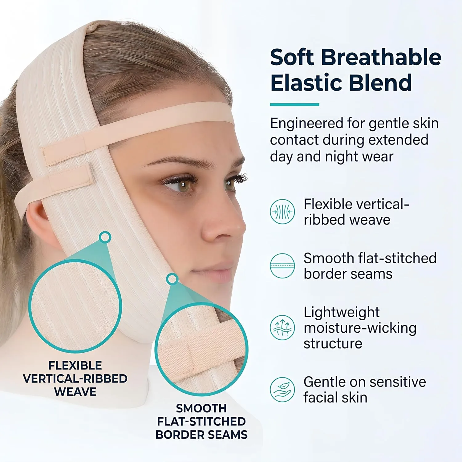 Post Surgery Facial Compression Garment Chin Strap Band, Double Chin Face Wrap Tape, Jawline Exerciser, Face Slimmer, Jowl Tightening, Chin Lifting Belt