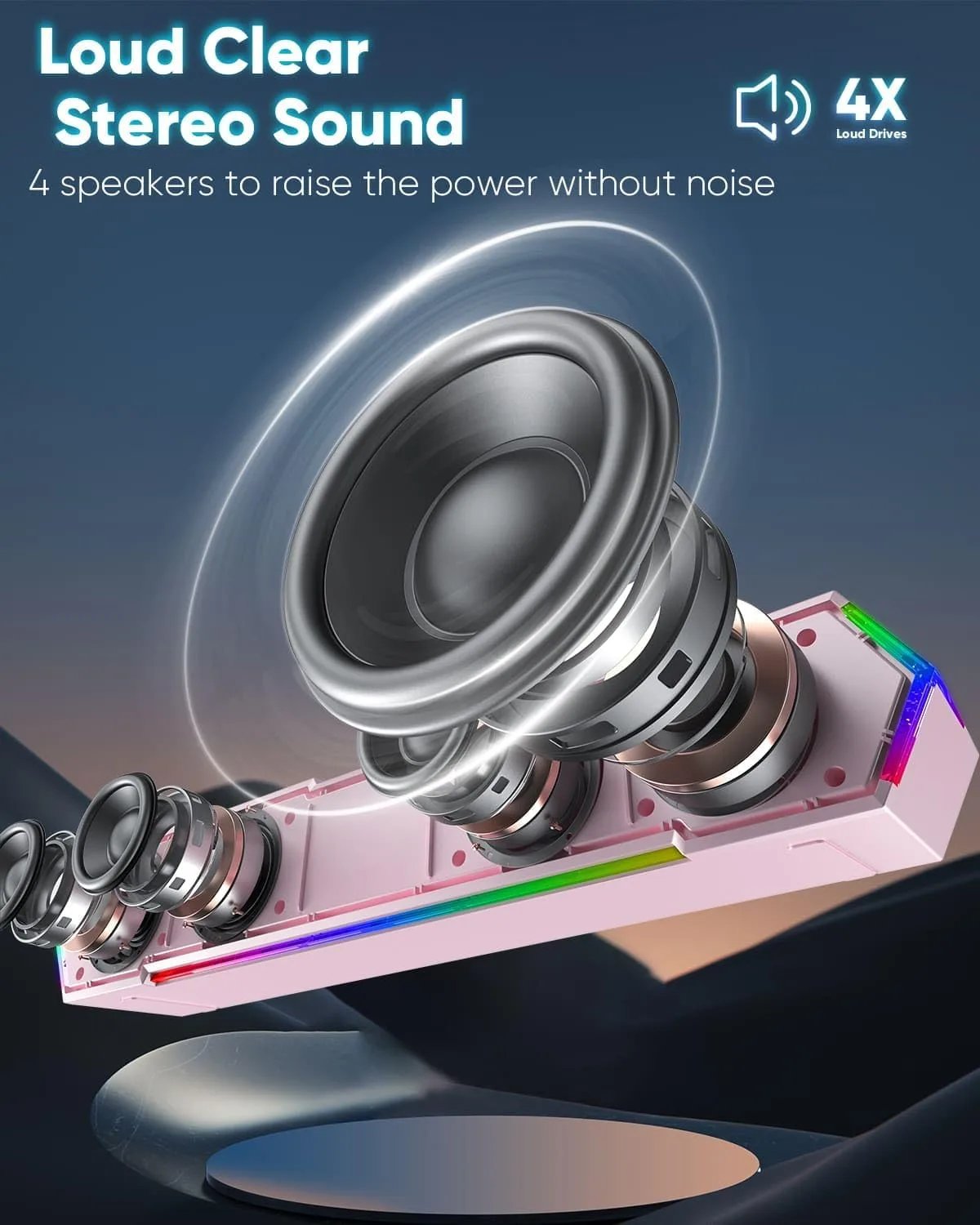 LENRUE G11 Computer Speakers for Desktop, Touch Lights PC Speakers with Surge Clear Sound, USB C/USB Powered, AUX Audio for Computer Desktop PC Laptop Desk (Light Pink)