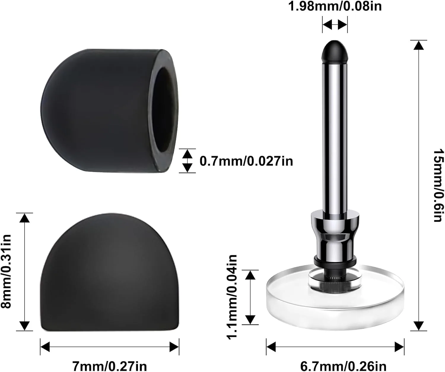 Bopomofo 10 Rubber Tips+5 Transparent Disc Tips