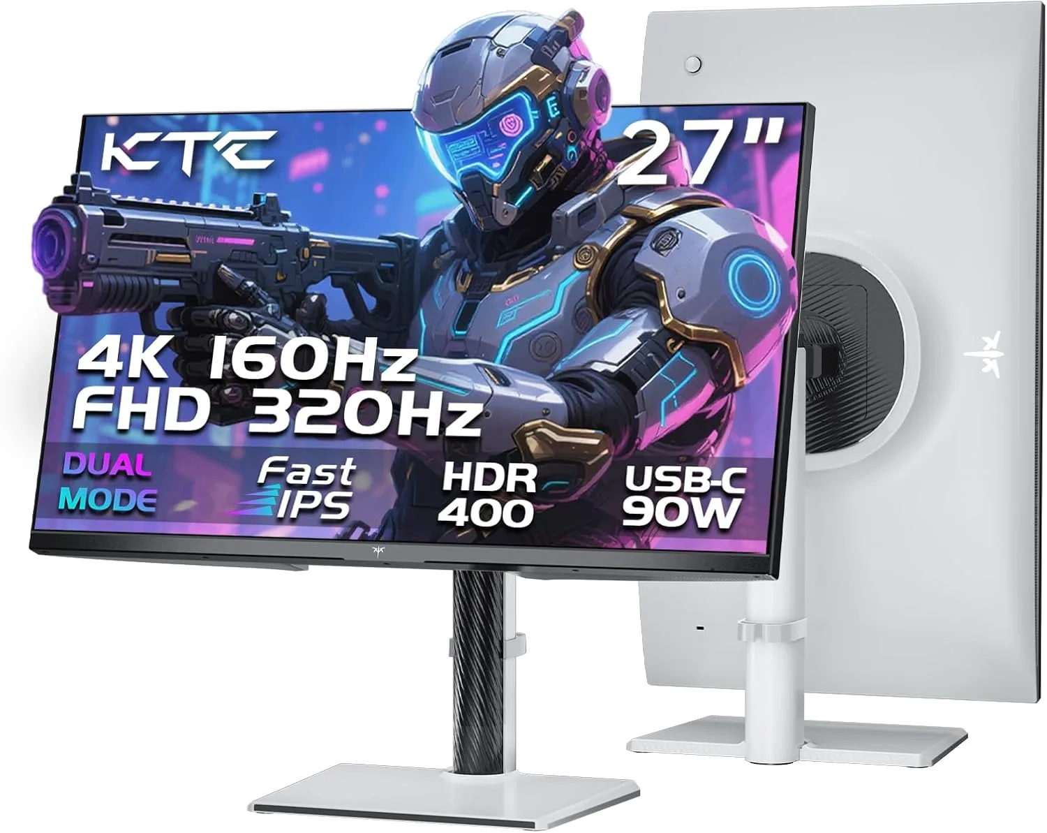KTC 27 Inch 4K Gaming Monitor, Dual Mode UHD 160Hz & FHD 320Hz, H27P6