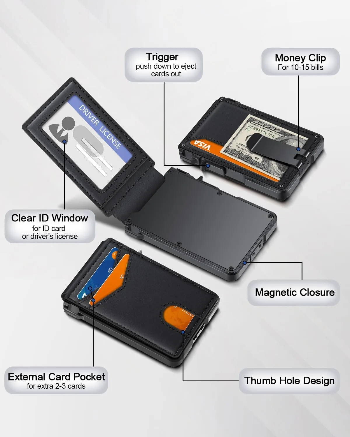 Wallet for Men, Mens Minimalist Wallet 9-13 Cards, Slim Compact RFID Wallet