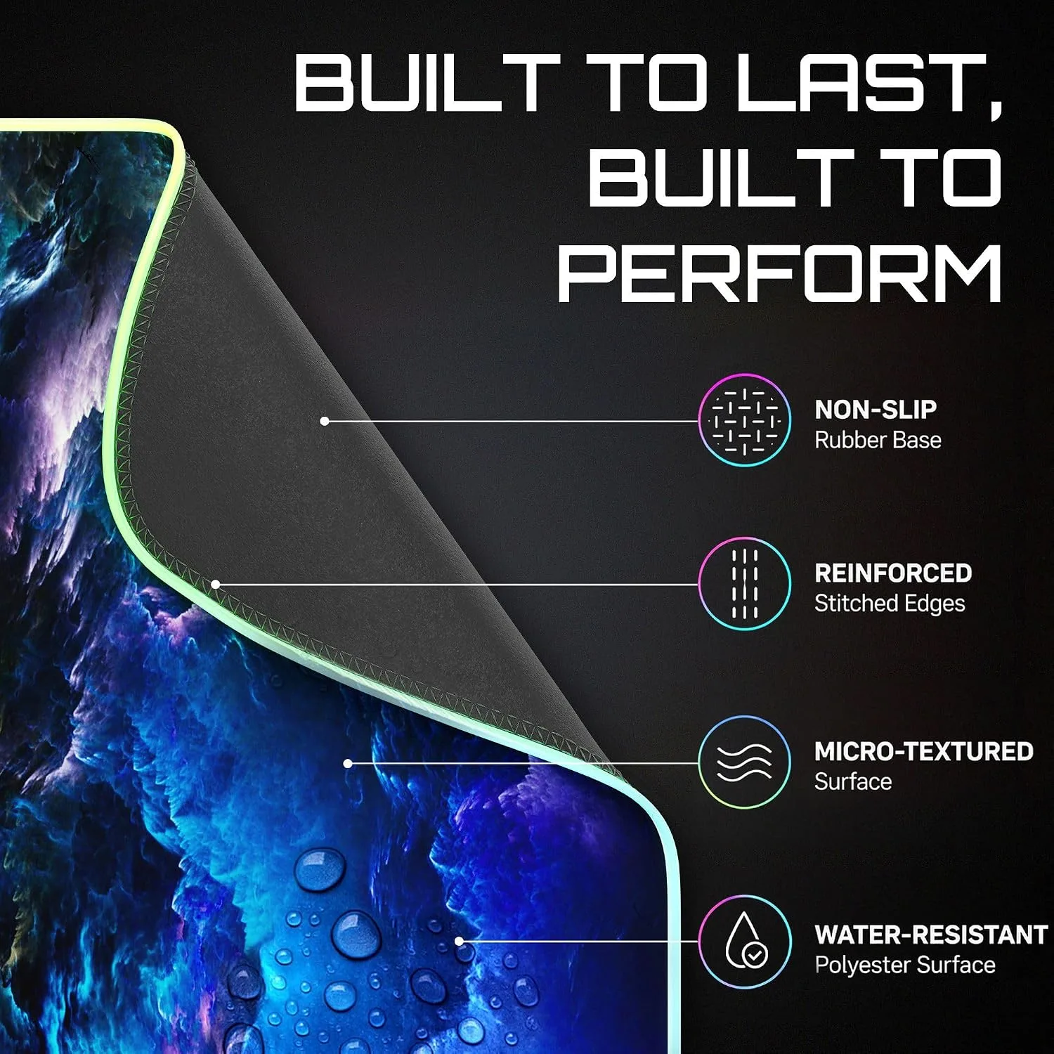Gerlos RGB Gaming Mouse Pad, Large LED Mouse Pad for Gamer, 31.5" x 11.8"
