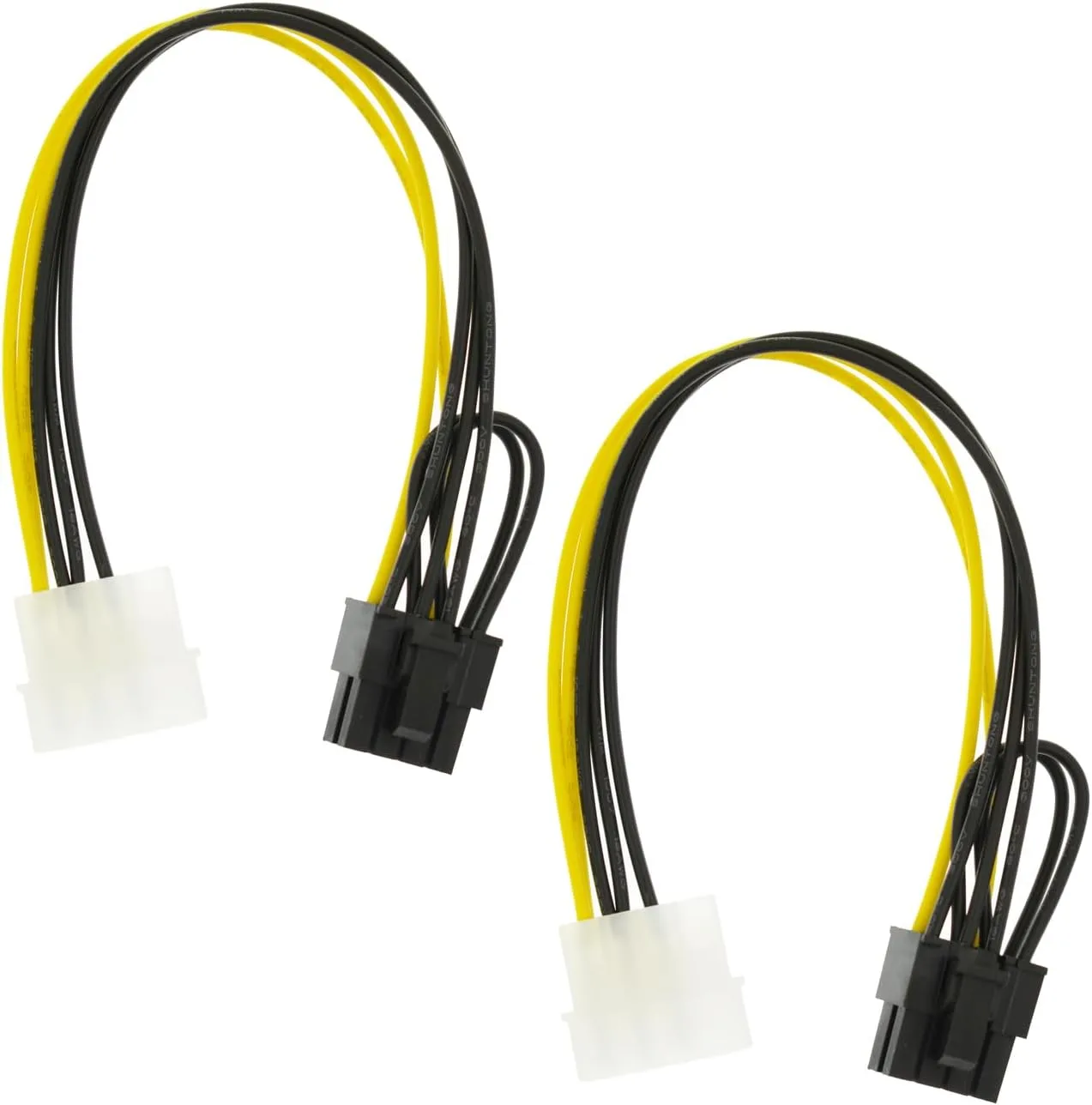 2 Packs 4 Pin Molex to 8 Pin (6+2Pin) Video Card GPU Power Supply Cable 8.6inch 22cm