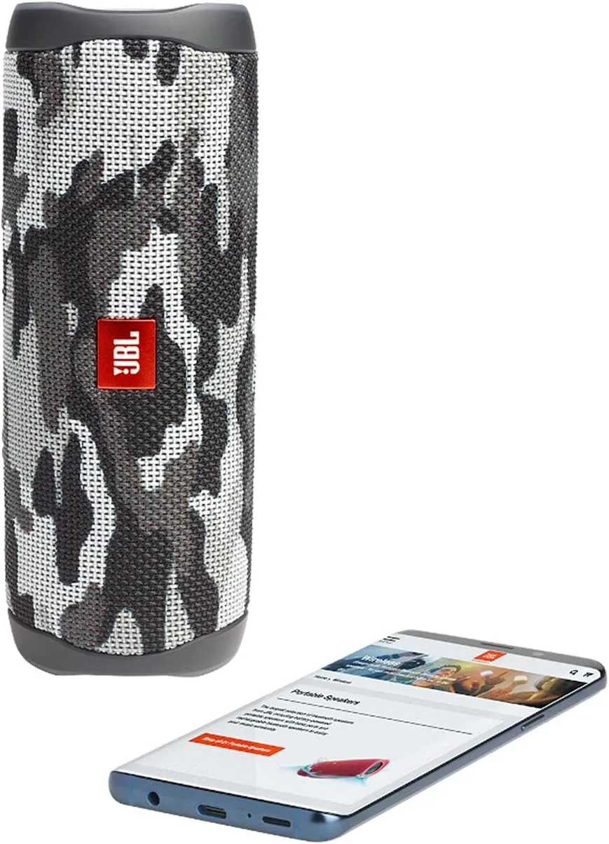 JBL Flip 5 (Black Camo) + Bundle with divvi! Protective Hardshell Case