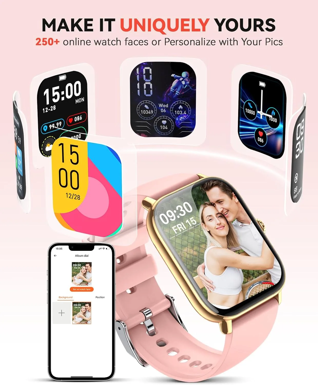 Smart Watch for Women Men- Answer/Make Call, 2025 IP68 Waterproof Fitness Step Sleep Tracker Watch with Monitor Activity Counter Smartwatch for Andriod iPhone iOS Samsung Compatible