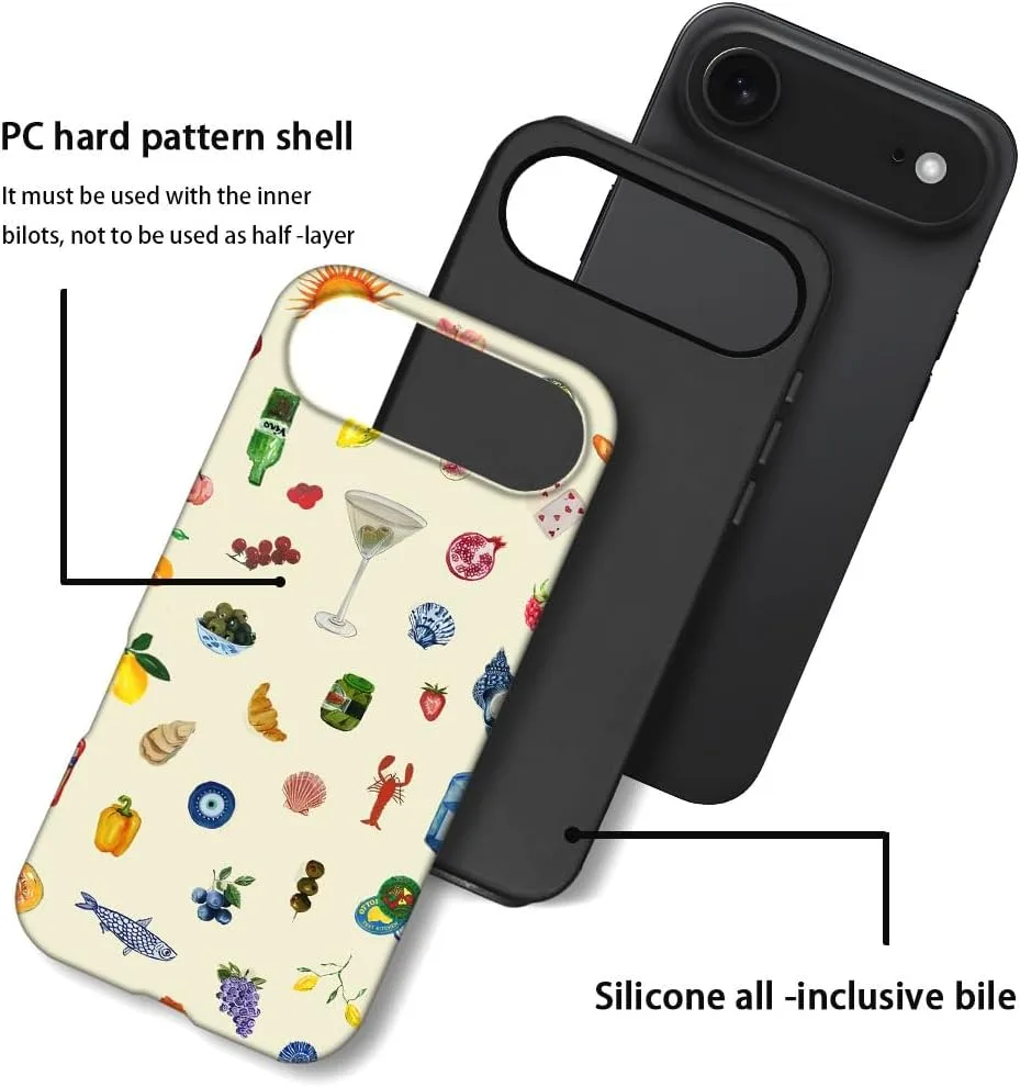 Case Compatible with iPhone 17 Air,Fall Prevention Hybrid 2-Layer Hard Shell Phone Cover for Girls Boys,Aesthetic Fruit Lily Flower Fish